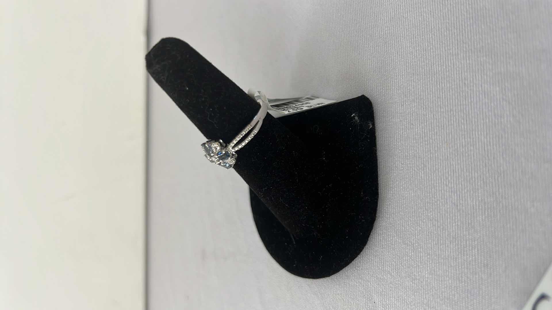 Photo 3 of 925 STERLING SILVER BLUE SAPPHIRE CORUNDUM & DIAMOND RING-GGA CERTIFIED-APPROX SIZE 6.5   RN034968