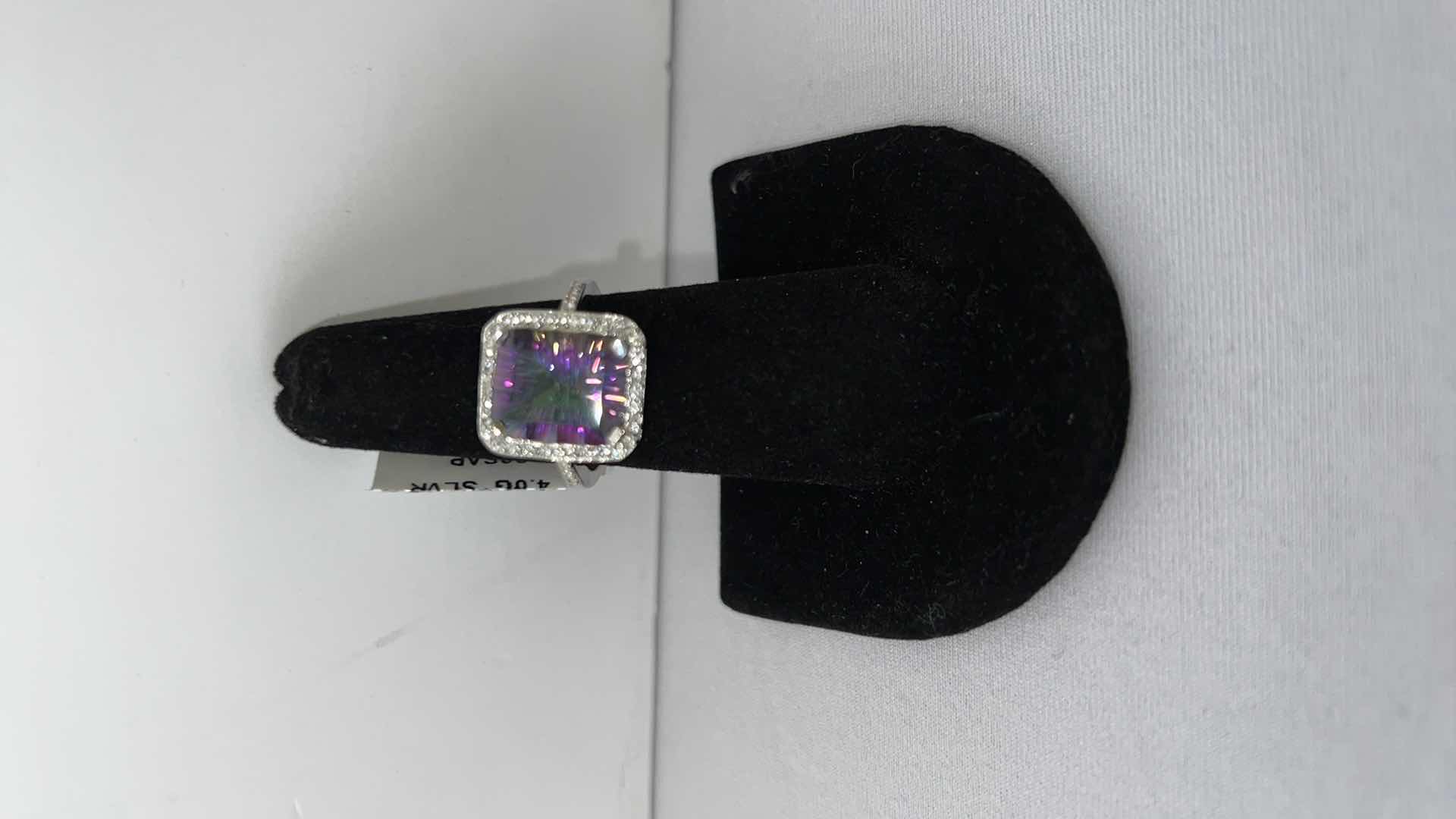 Photo 1 of 925 STERLING SILVER MYSTIC TOPAZ & SAPPHIRE CORUNDUM RING-GGA CERTIFIED-APPROX. SIZE 6.5    RN034343