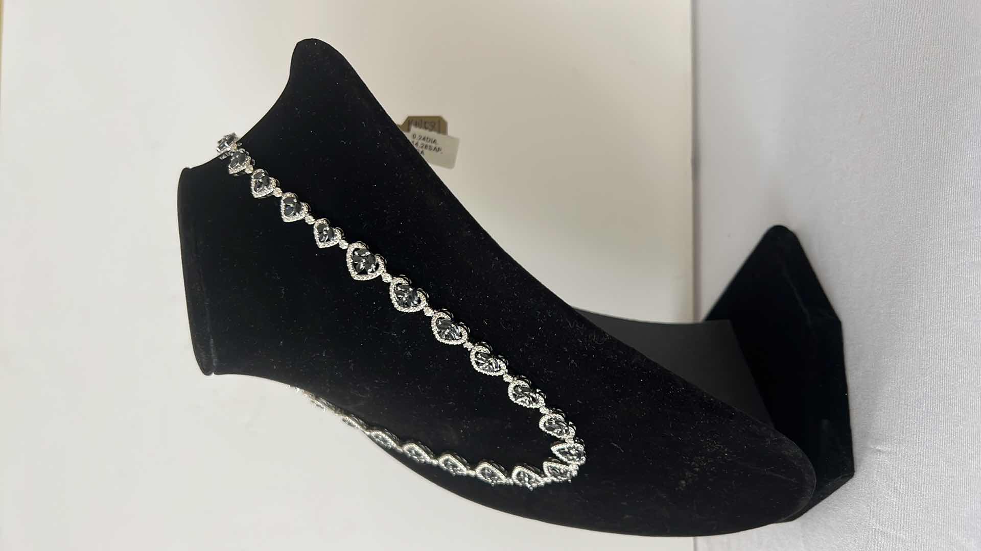 Photo 1 of 925 STERLING SILVER SAPPHIRE CORUNDUM & DIAMOND NECKLACE-GGA CERTIFIED    NK015377