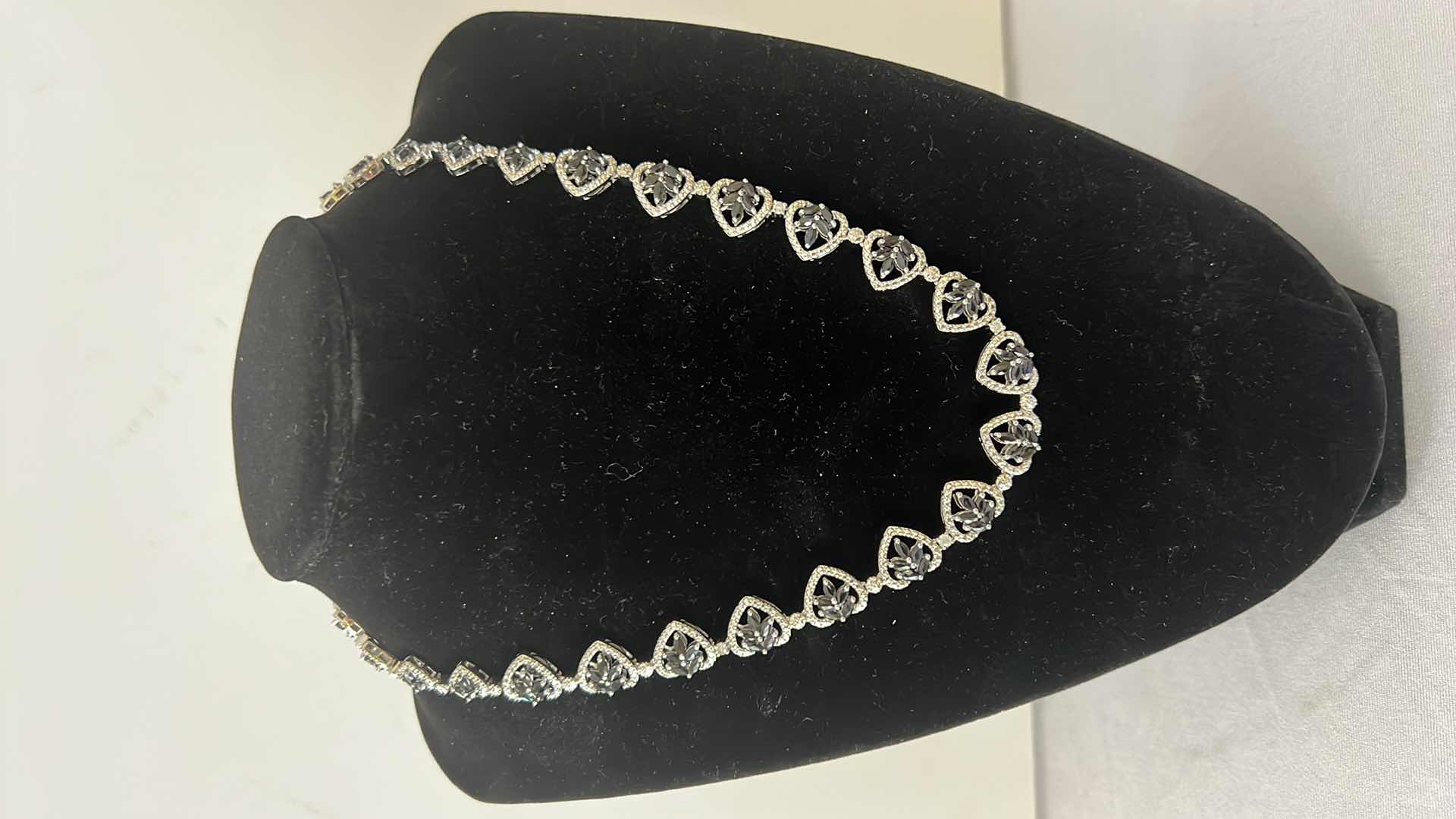 Photo 1 of 925 STERLING SILVER SAPPHIRE CORUNDUM & DIAMOND NECKLACE-GGA CERTIFIED    NK015377
