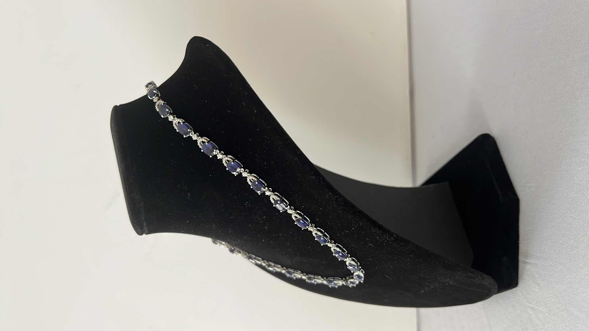 Photo 1 of 925 STERLING SILVER SAPPHIRE CORUNDUM & DIAMOND NECKLACE-GGA CERTIFIED   NK015179