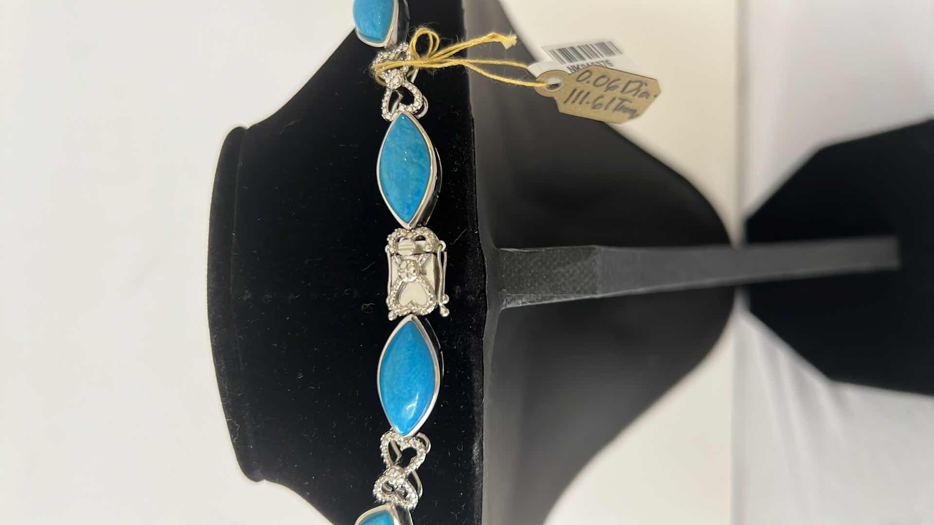 Photo 1 of 925 STERLING SILVER TURQUIOSE & DIAMOND NECKLACE-GGA CERTIFIED    NK015376