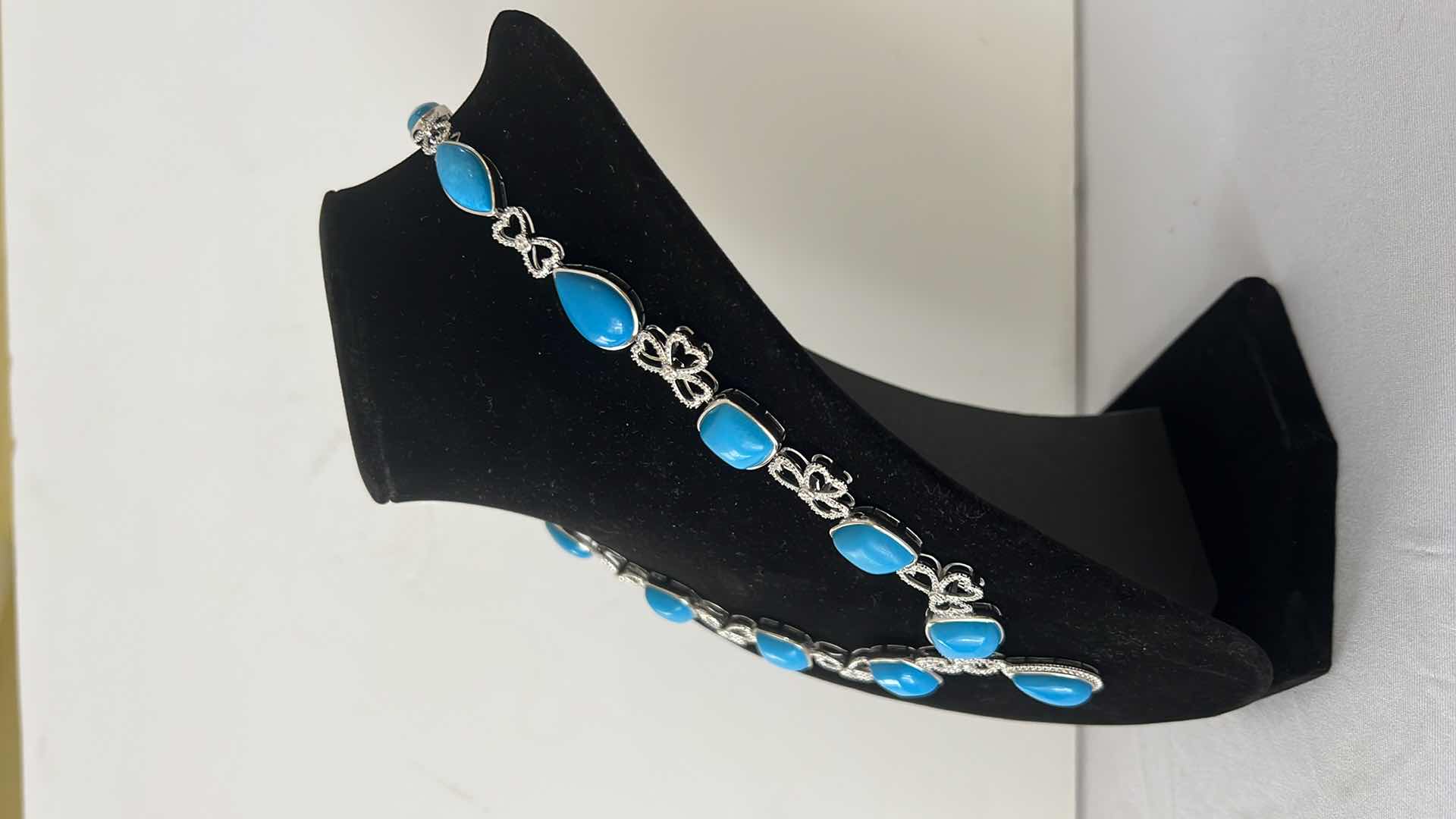 Photo 1 of 925 STERLING SILVER TURQUIOSE & DIAMOND NECKLACE-GGA CERTIFIED    NK015376