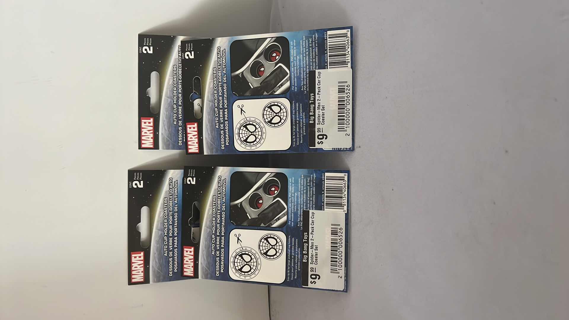 Photo 1 of 4-BRAND NEW MARVEL SPIDER-MAN 2-PACK CAR CUP COASTER SETS $40 (8 TOTAL CAR COASTERS)