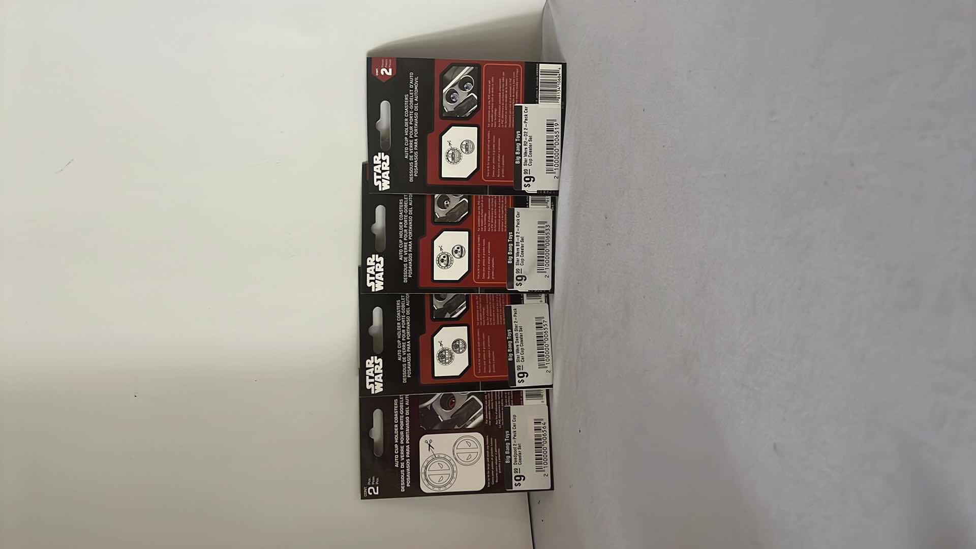 Photo 1 of 4-BRAND NEW ASSORTED STAR WARS & DEADPOOL 2-PACK CAR CUP COASTER SETS $40 (8 TOTAL CAR COASTERS)