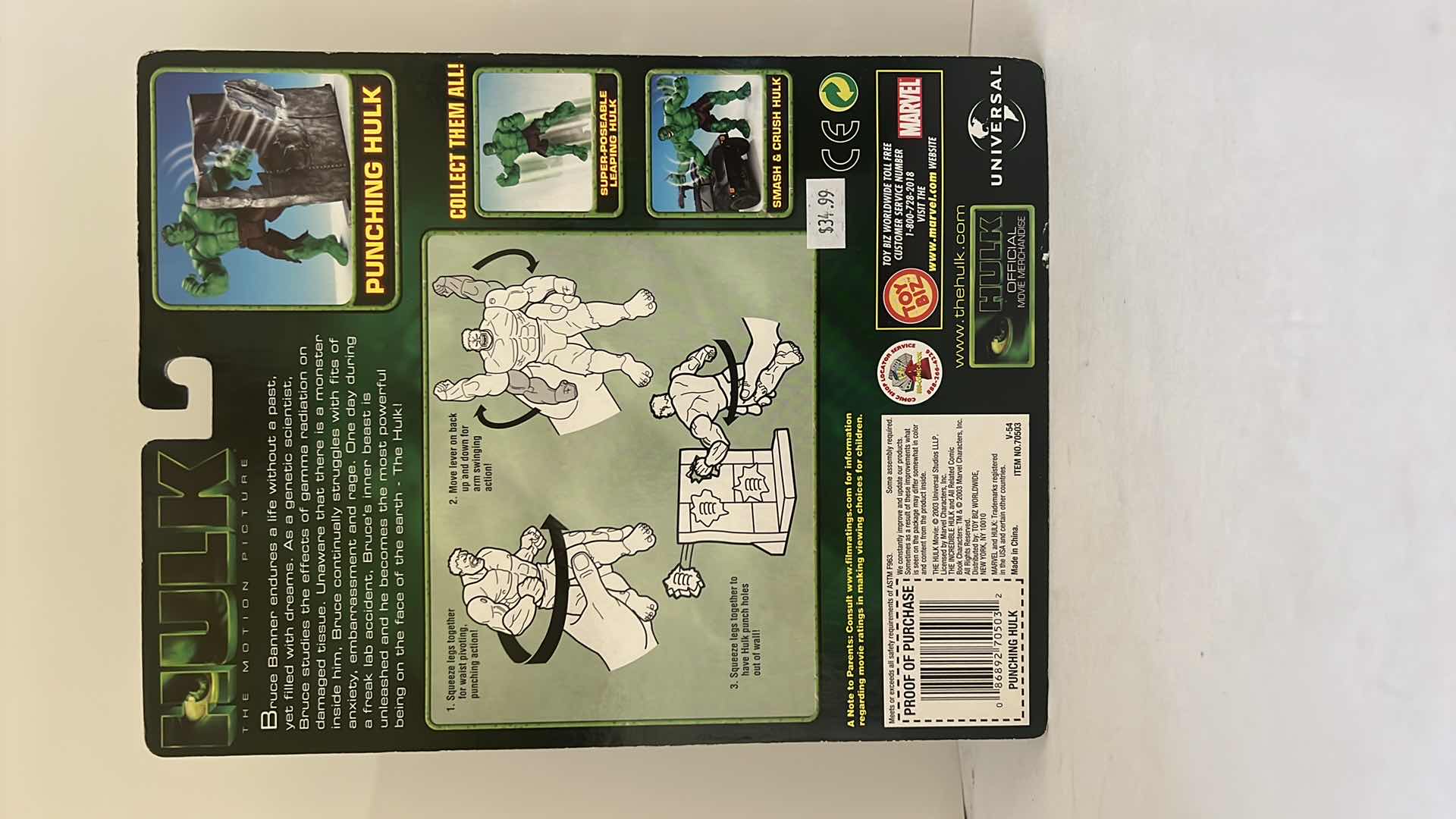 Photo 1 of BRAND NEW TOY BIZ MARVEL “PUNCHING HULK” ACTION FIGURE $30