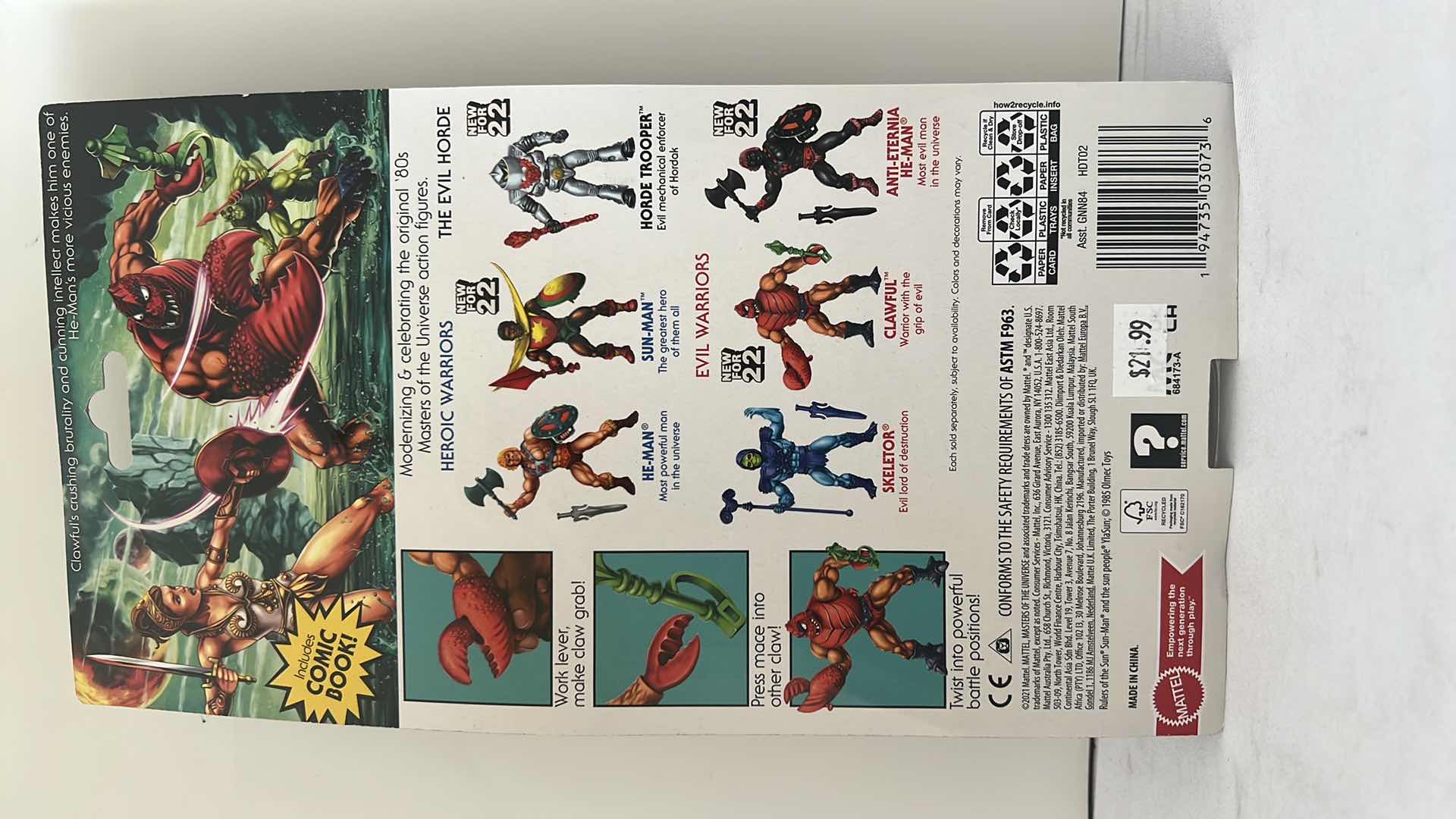 Photo 1 of BRAND NEW MATTEL MASTERS OF THE UNIVERSE “CLAWFUL WARRIOR WITH THE GRIP OF EVIL” ACTION FIGURE