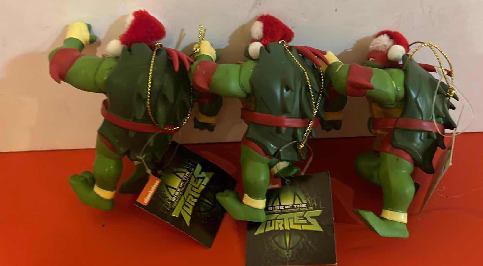 Photo 1 of 3-BRAND NEW TEENAGE MUTANT NINJA TURTLES MOLDED PLASTIC CHRISTMAS ORNAMENTS