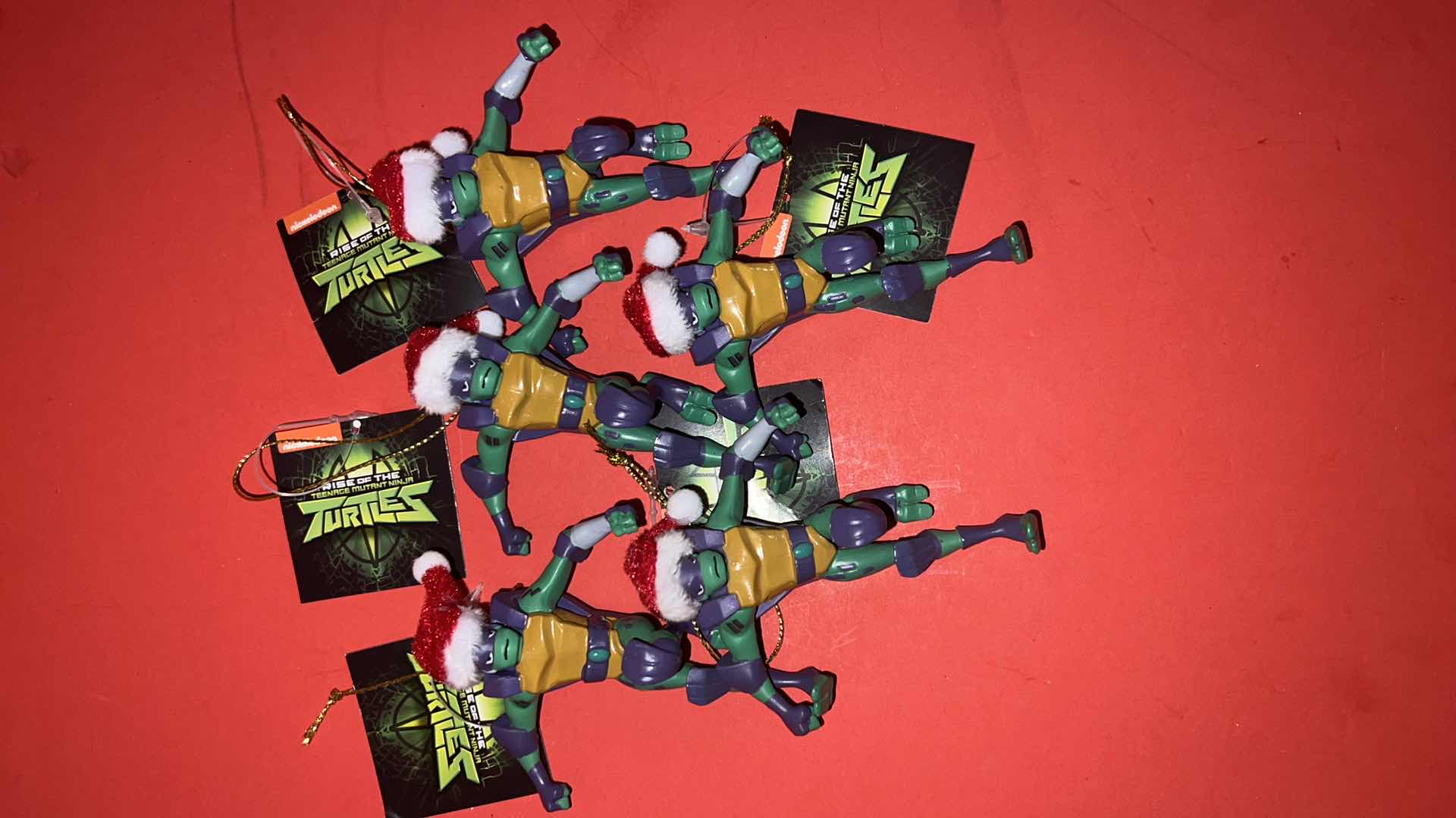 Photo 1 of 5-BRAND NEW TEENAGE MUTANT NINJA TURTLES MOLDED PLASTIC CHRISTMAS ORNAMENTS