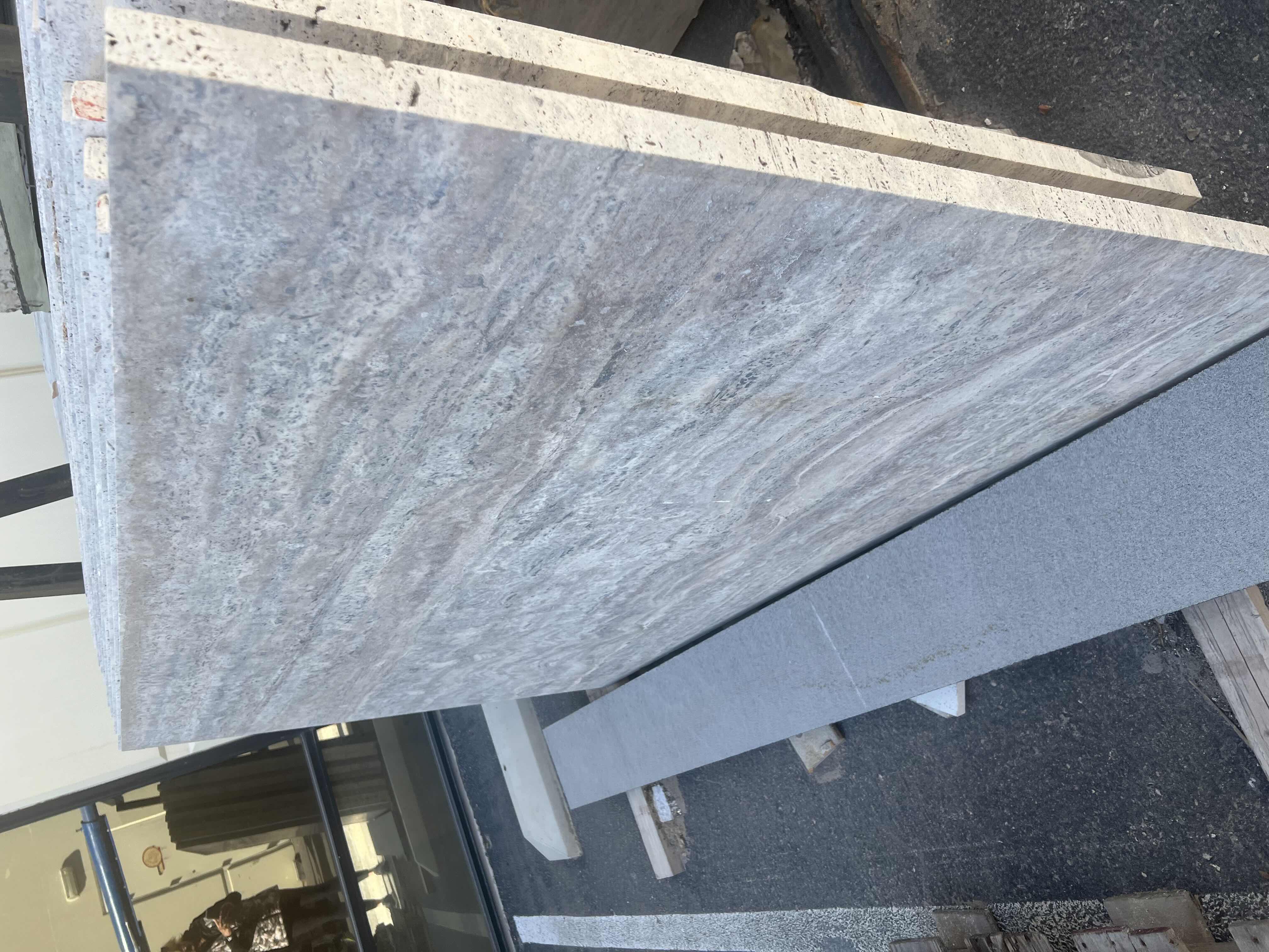 Photo 1 of SILVER TRAVERTINE VEIN CUT EXTERIOR SLAB (72” x 42”)