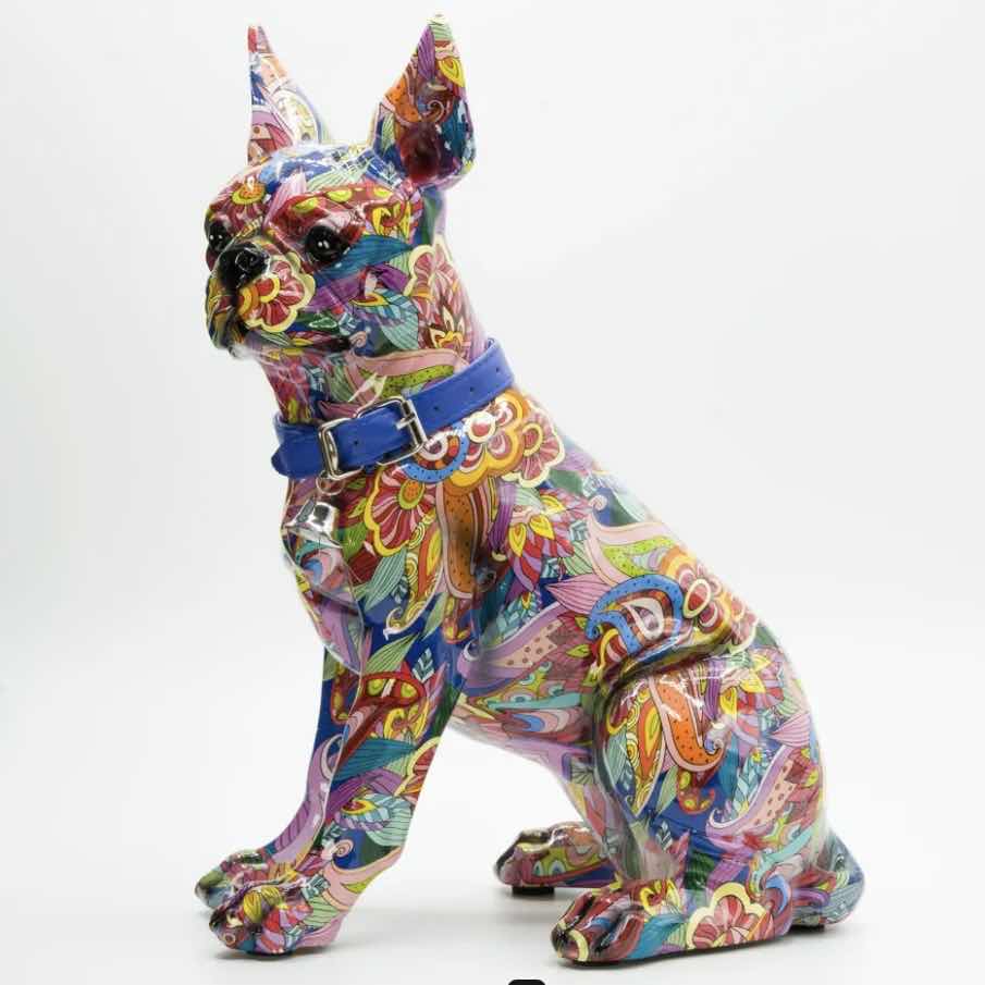 Photo 1 of BRANI COLORFUL RESIN BOSTON TERRIER DOG  9” x 6”  13”