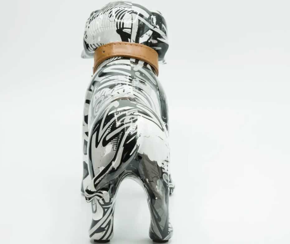 View 2 of BRANI RESIN BLACK AND WHITE DACHSHUND DOG W COLLAR 11” x 14” x 7”