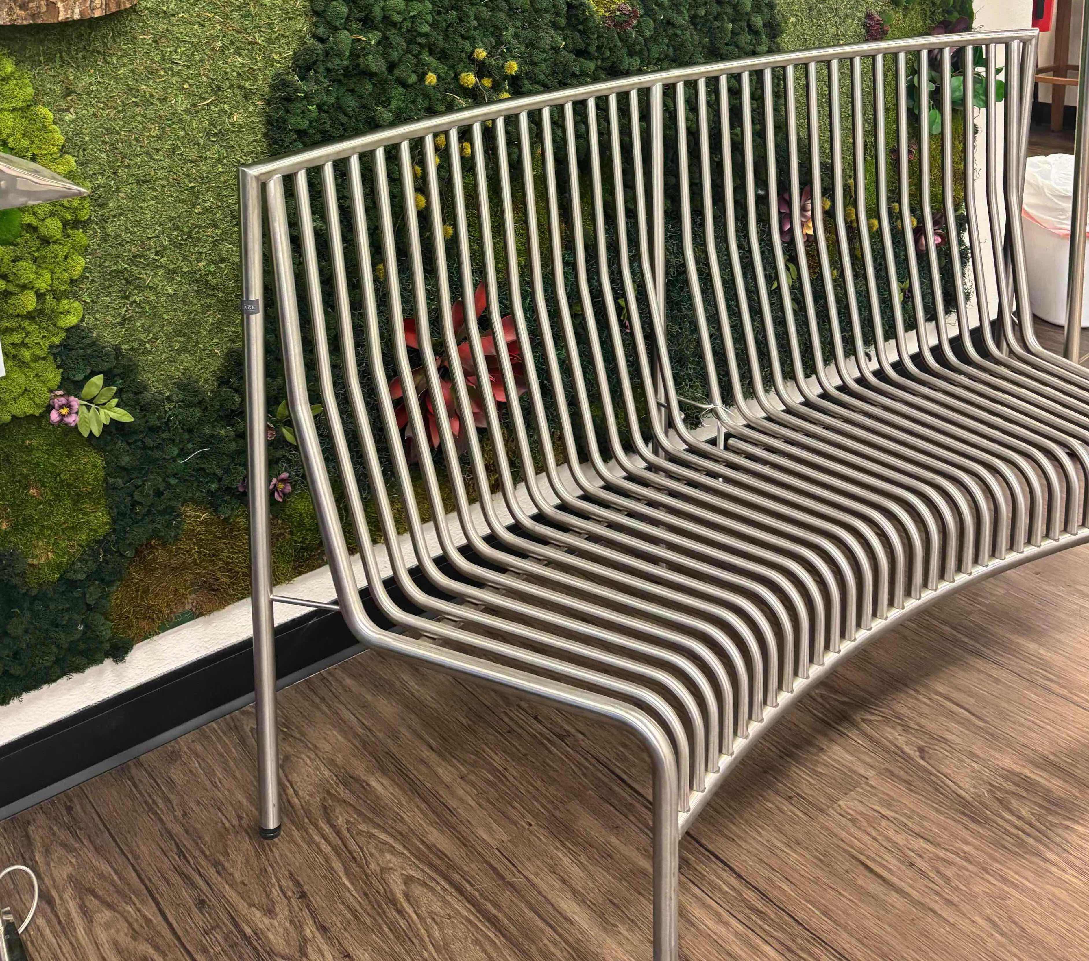 Photo 1 of VILLAGE CASA STAINLESS STEEL OUTDOOR METAL BENCH “ZERO-GRAVITY” SEAT POSITION. METAL TUBED FRAME  SKU VC-DY-STLS168 
