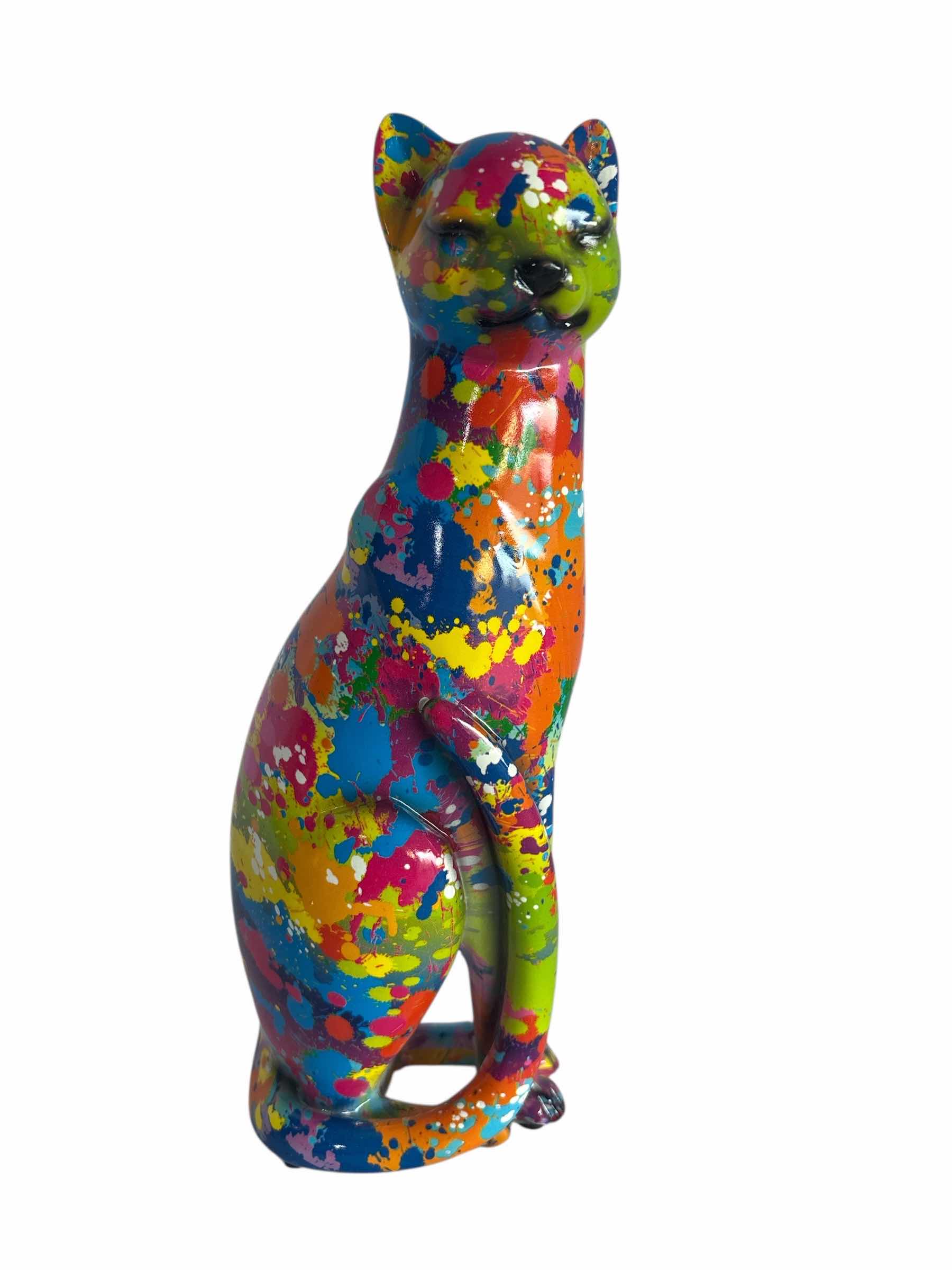 Photo 1 of BRANI COLLECTION CERAMIC FIGURES PAINT SPLATTER CAT 4”X4”X11”H