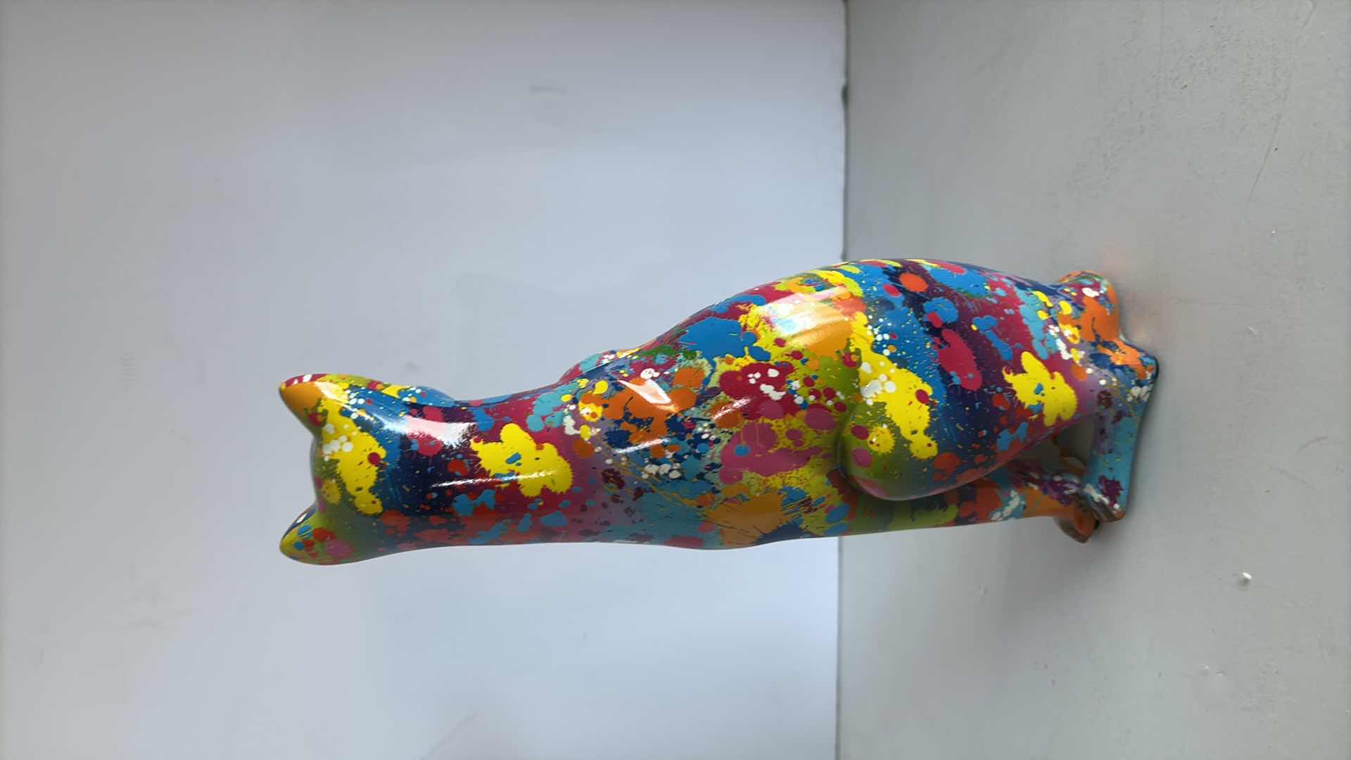 Photo 1 of BRANI COLLECTION CERAMIC FIGURES PAINT SPLATTER CAT 4”X4”X11”H