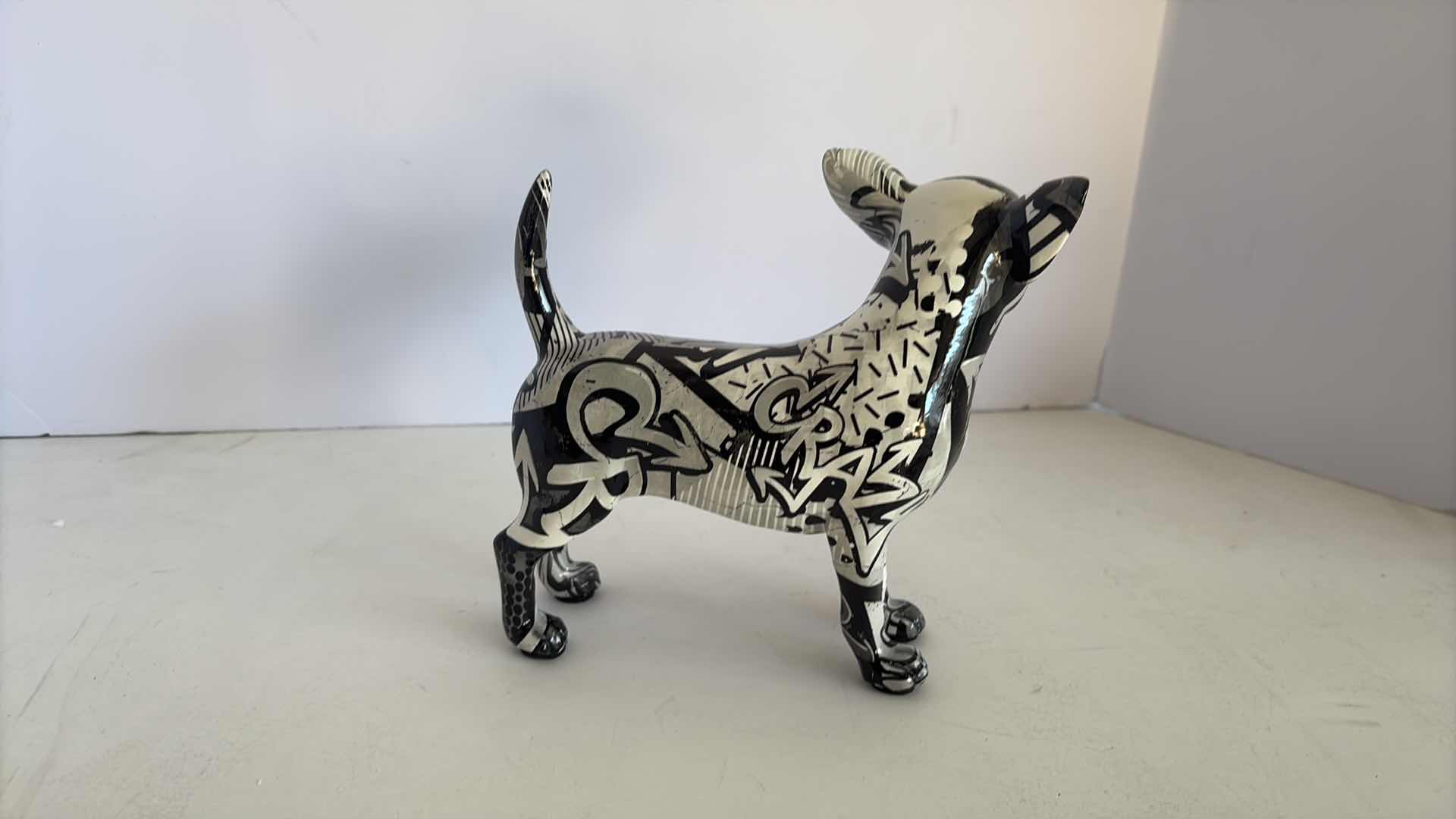 View 2 of BRANI COLLECTION CERAMIC FIGURES BLACK AND WHITE CHIHUAHUA 7”X4”X7”H