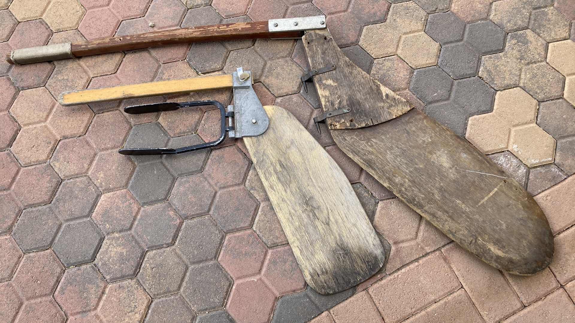 Photo 1 of VINTAGE WOOD STEERING FINS AND WOOD BUOY