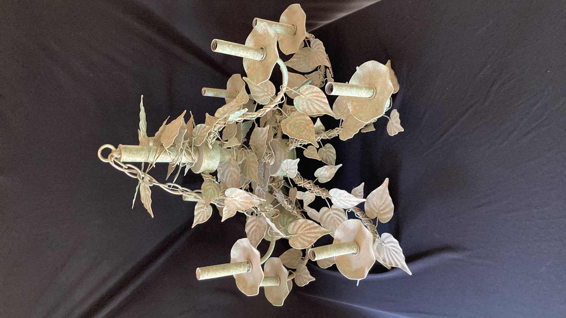 Photo 1 of DESIGN LIGHTING GREEN TARNISHED GOLD FINISH CHANDELIER 28.5” X 28.5” H22”