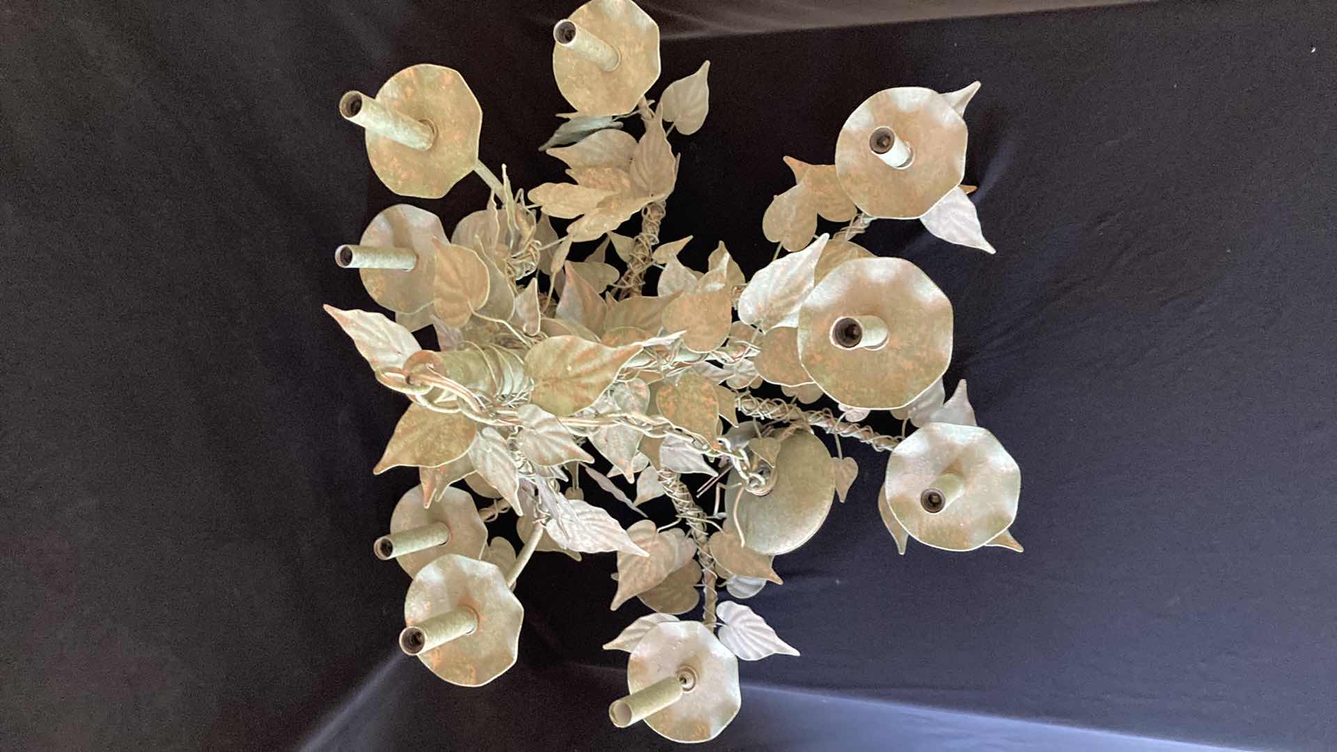 Photo 1 of DESIGN LIGHTING GREEN TARNISHED GOLD FINISH CHANDELIER 28.5” X 28.5” H22”