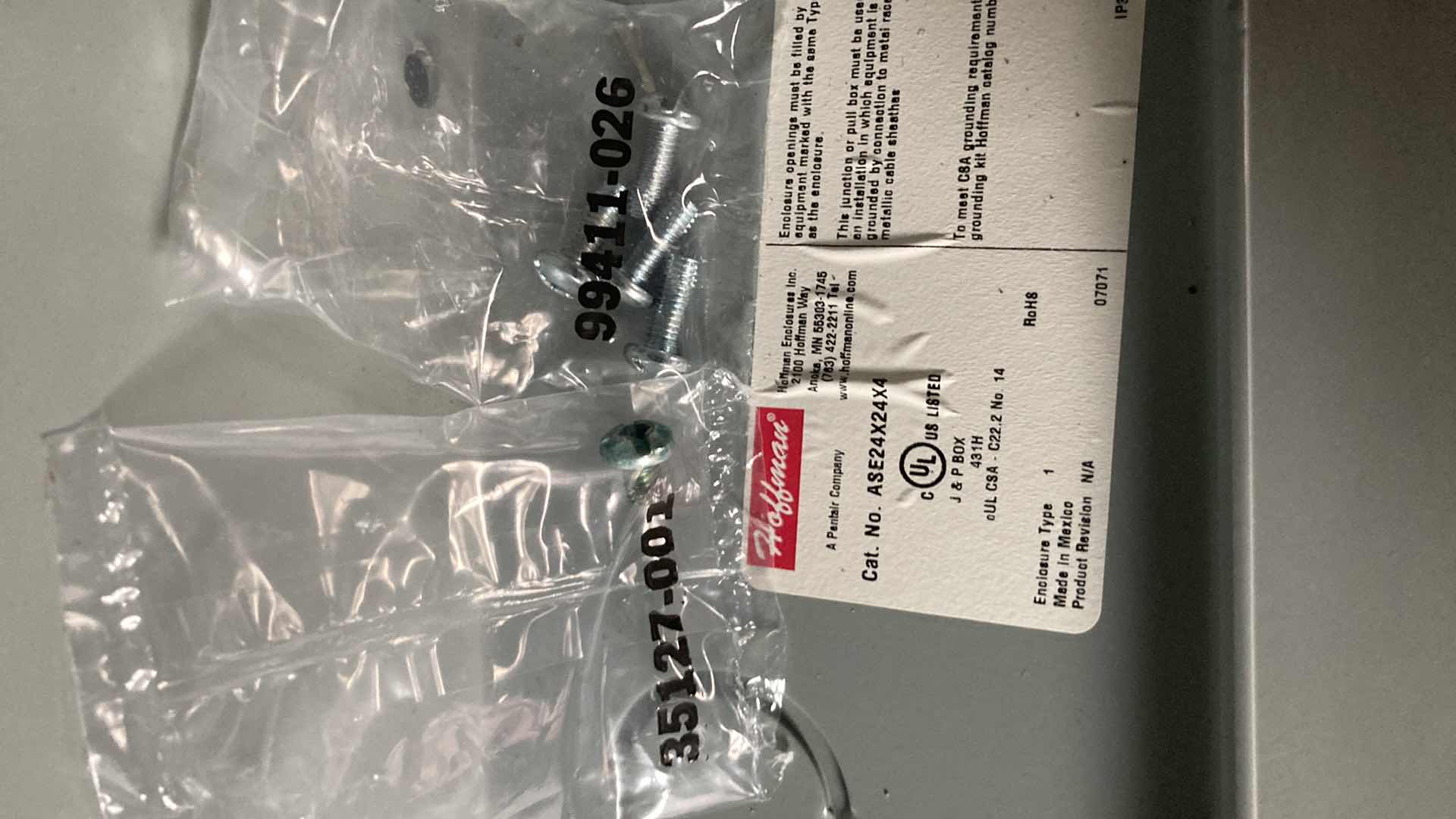 Photo 1 of NEW HOFFMAN ENCLOSED ELECTRICAL BOX CAT. NO. ASE24X24X4