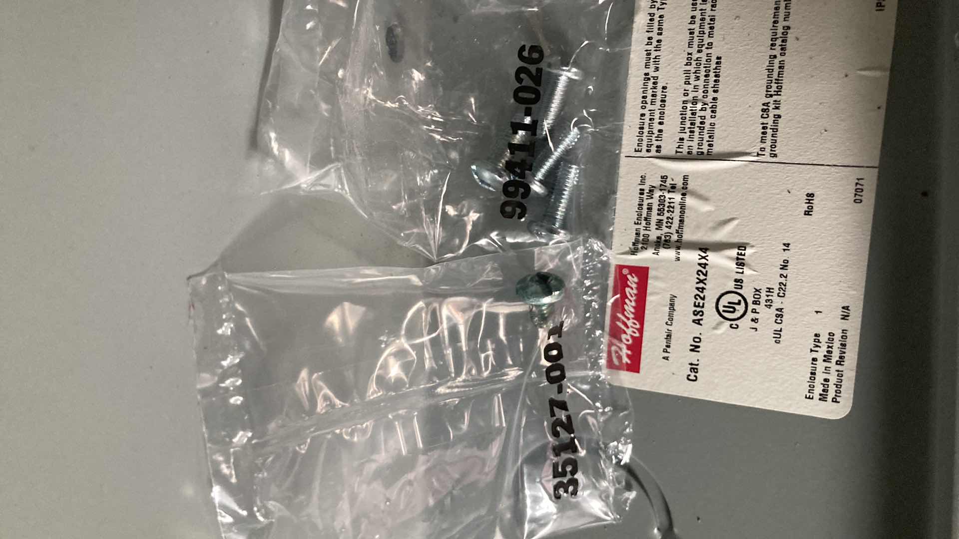 Photo 1 of NEW HOFFMAN ENCLOSED ELECTRICAL BOX CAT. NO. ASE24X24X4