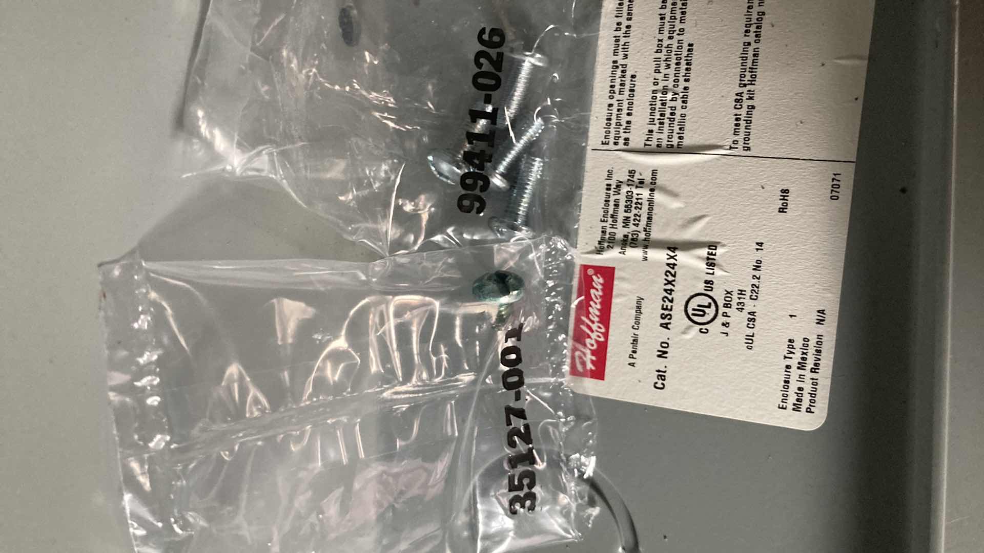 Photo 1 of NEW HOFFMAN ENCLOSED ELECTRICAL BOX CAT. NO. ASE24X24X4