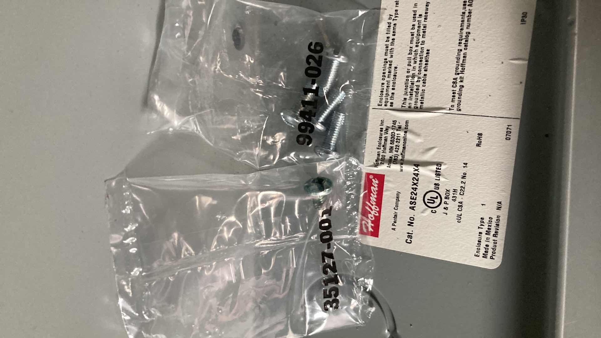 Photo 1 of NEW HOFFMAN ENCLOSED ELECTRICAL BOX CAT. NO. ASE24X24X4