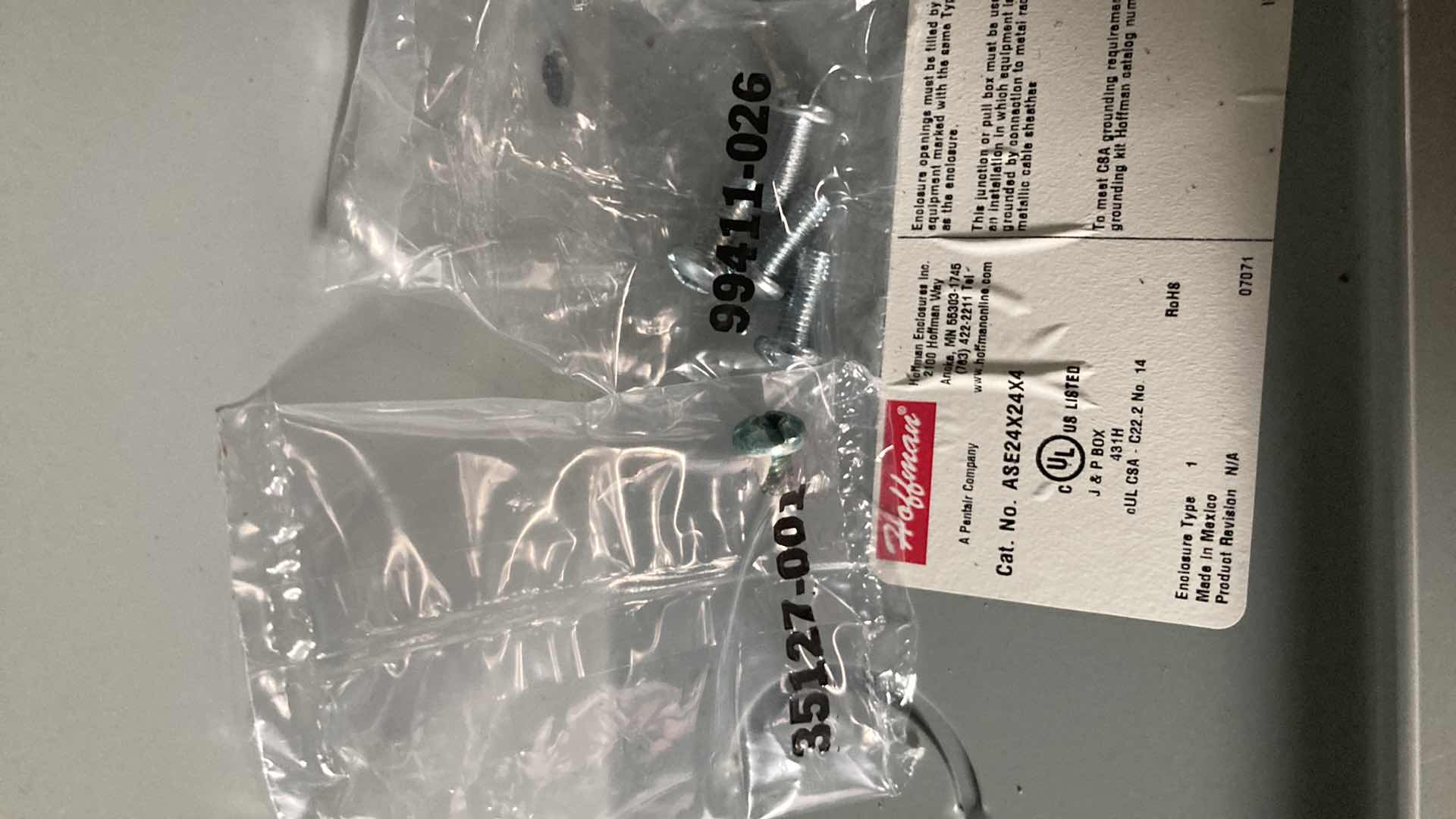 Photo 1 of NEW HOFFMAN ENCLOSED ELECTRICAL BOX CAT. NO. ASE24X24X4