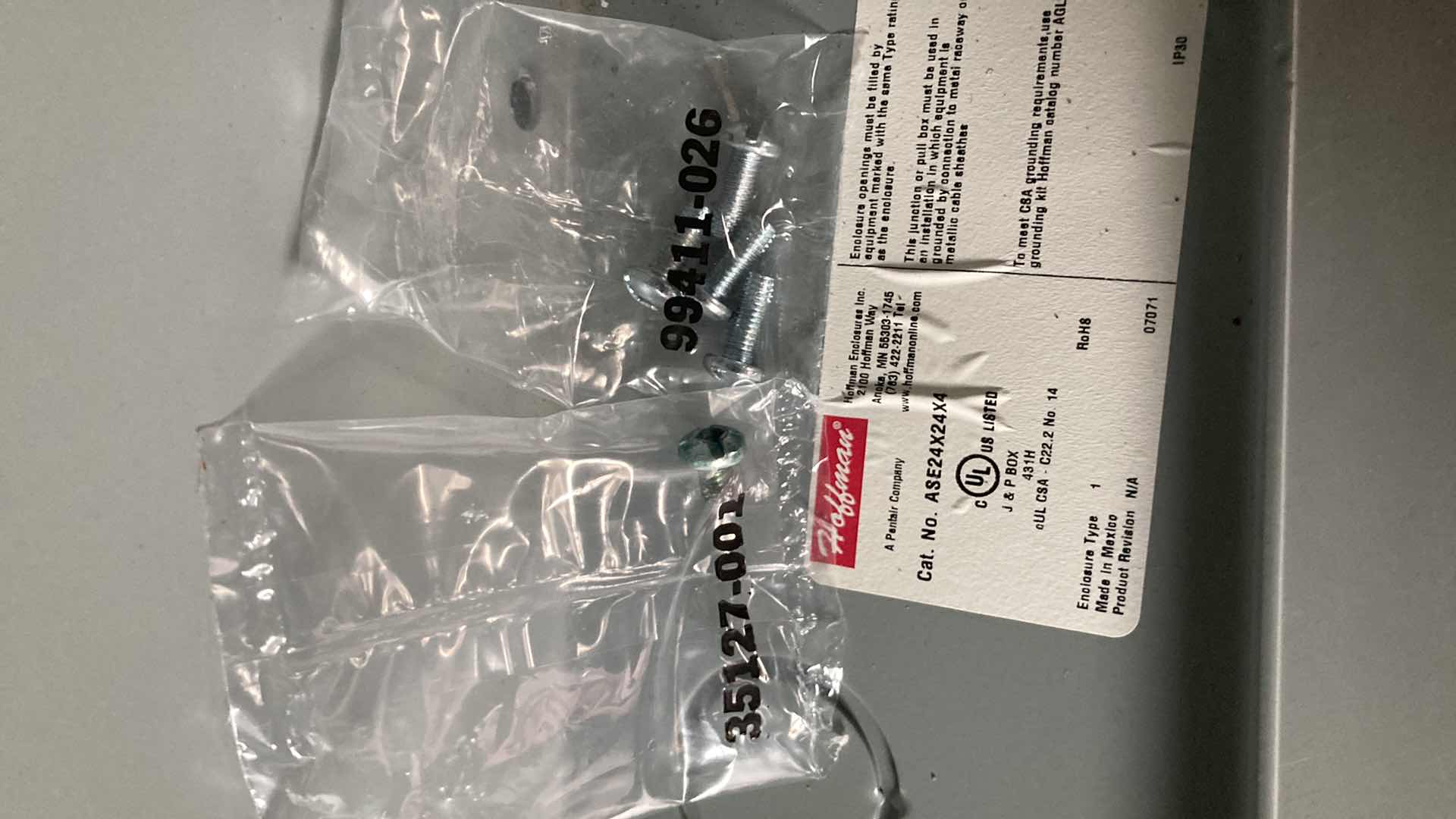 Photo 1 of NEW HOFFMAN ENCLOSED ELECTRICAL BOX CAT. NO. ASE24X24X4