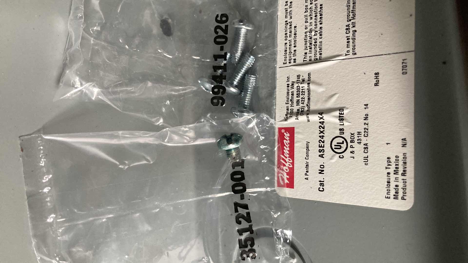 Photo 1 of NEW HOFFMAN ENCLOSED ELECTRICAL BOX CAT. NO. ASE24X24X4