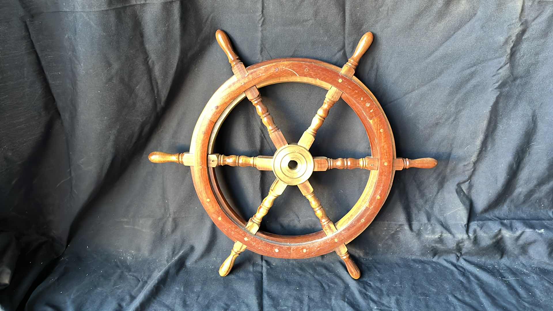 Photo 1 of VINTAGE WOODEN SHIP WHEEL 30”