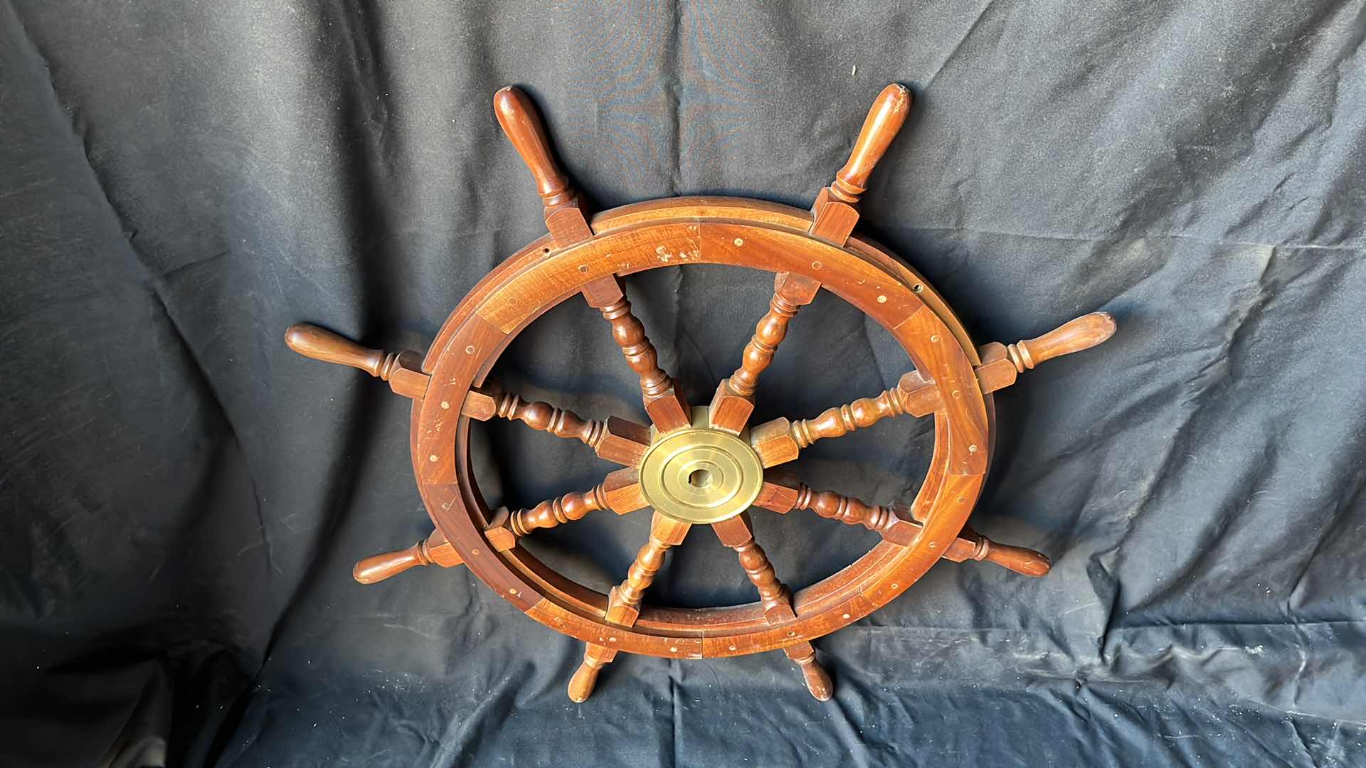 Photo 1 of VINTAGE WOODEN SHIP WHEEL 36.5”