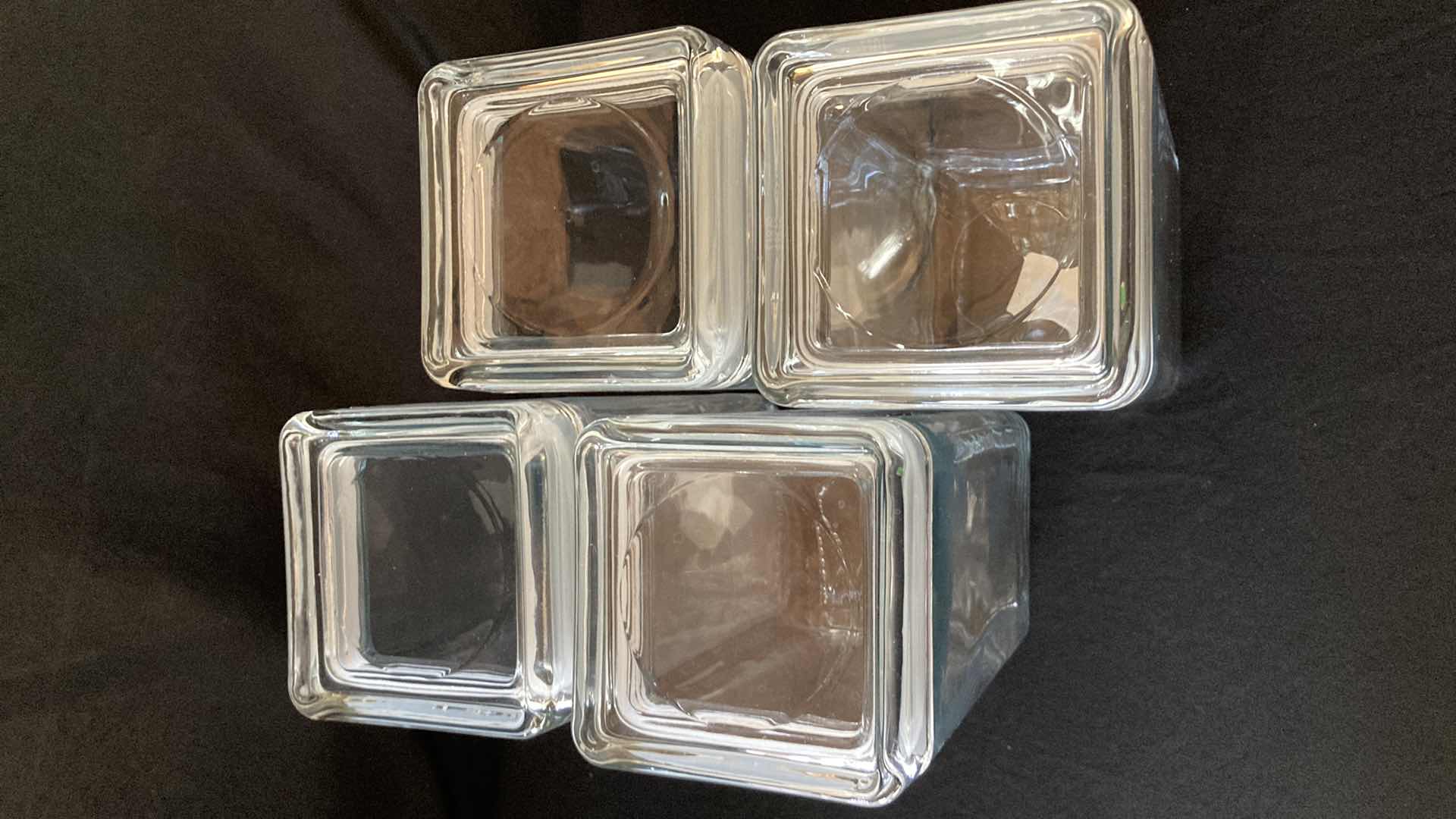 Photo 1 of NEW ANCHOR HOCKING CO 2QT SQUARE GLASS STORAGE JARS (4)