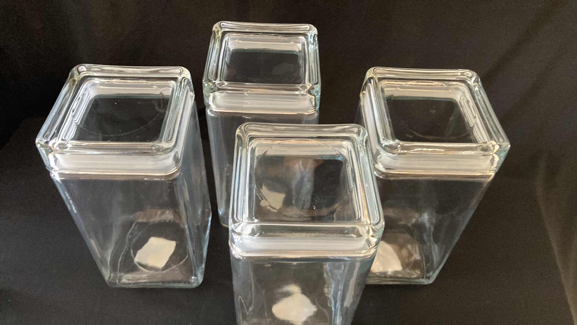 Photo 1 of NEW ANCHOR HOCKING CO 2QT SQUARE GLASS STORAGE JARS (4)