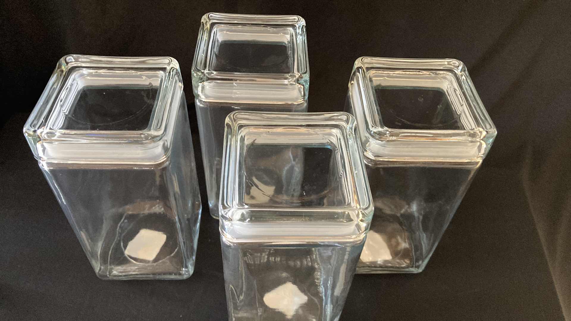 Photo 1 of NEW ANCHOR HOCKING CO 2QT SQUARE GLASS STORAGE JARS (4)