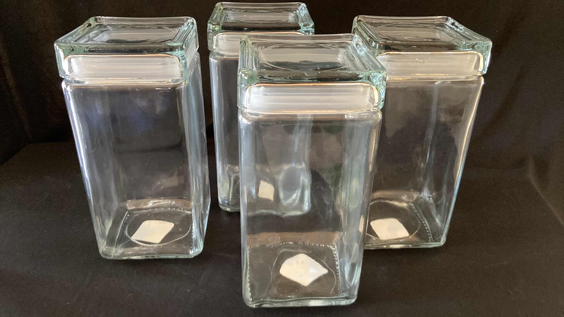 Photo 1 of NEW ANCHOR HOCKING CO 2QT SQUARE GLASS STORAGE JARS (4)