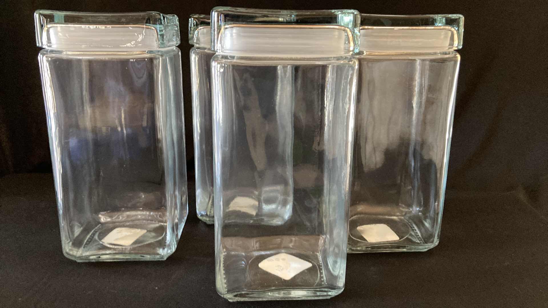 Photo 1 of NEW ANCHOR HOCKING CO 2QT SQUARE GLASS STORAGE JARS (4)