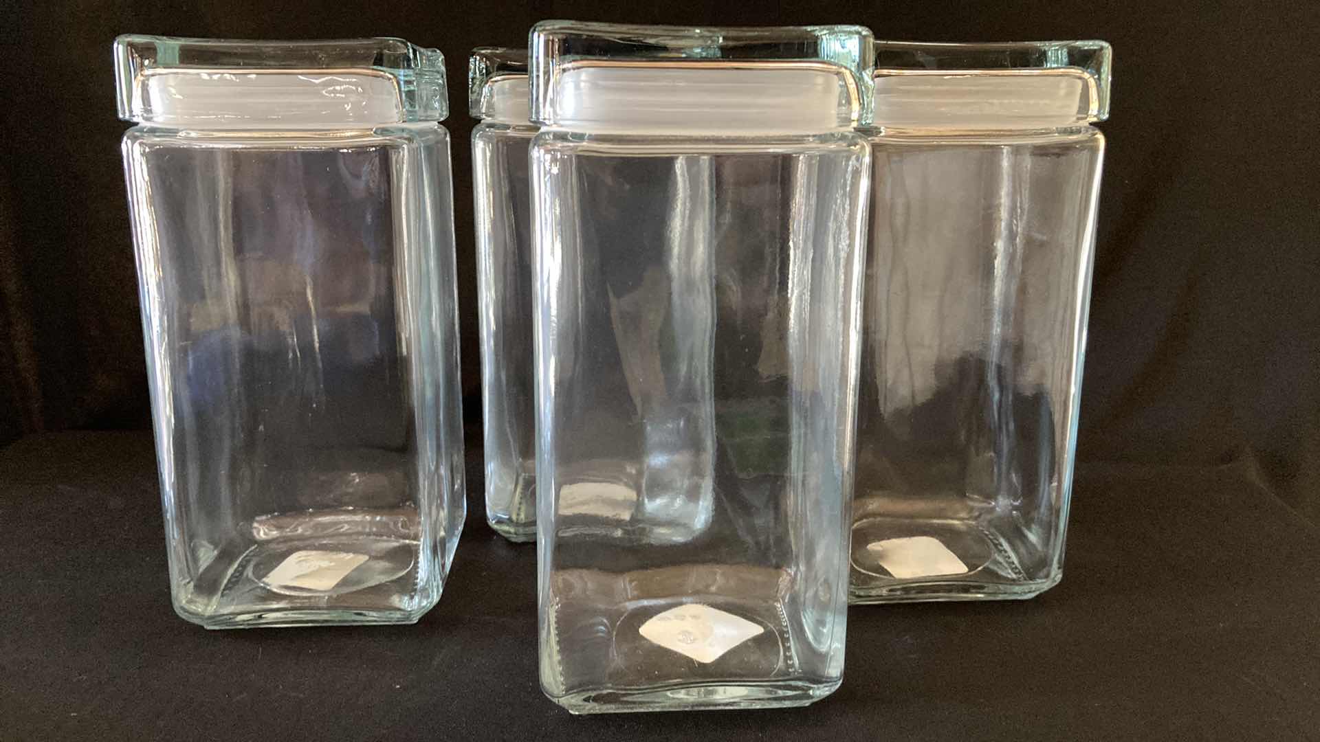 Photo 1 of NEW ANCHOR HOCKING CO 2QT SQUARE GLASS STORAGE JARS (4)