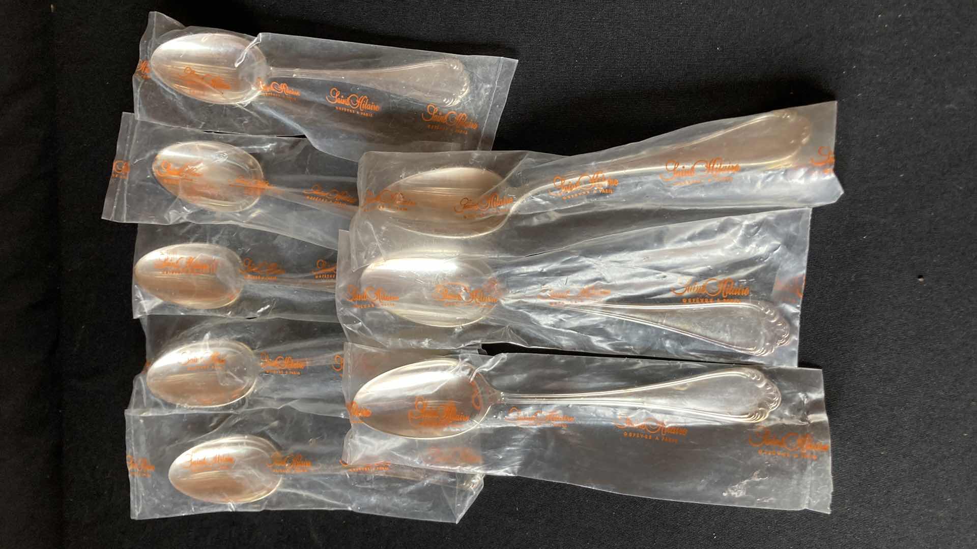 Photo 1 of NEW SAINT HILAIRE ORFEVRE A PARIS SILVER PLATED SPOONS (8)