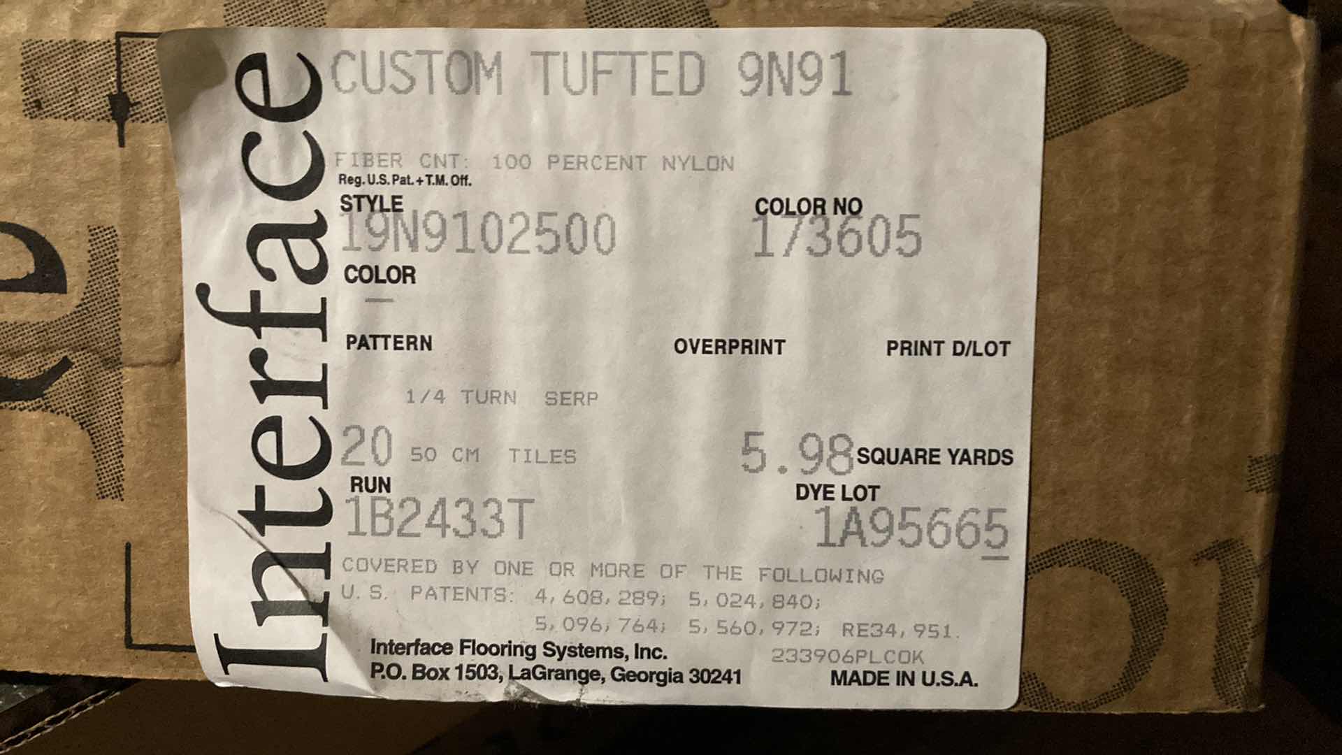 Photo 1 of INTERFACE CARPET TILES (APPROX 18) 19.75” X 19.75”