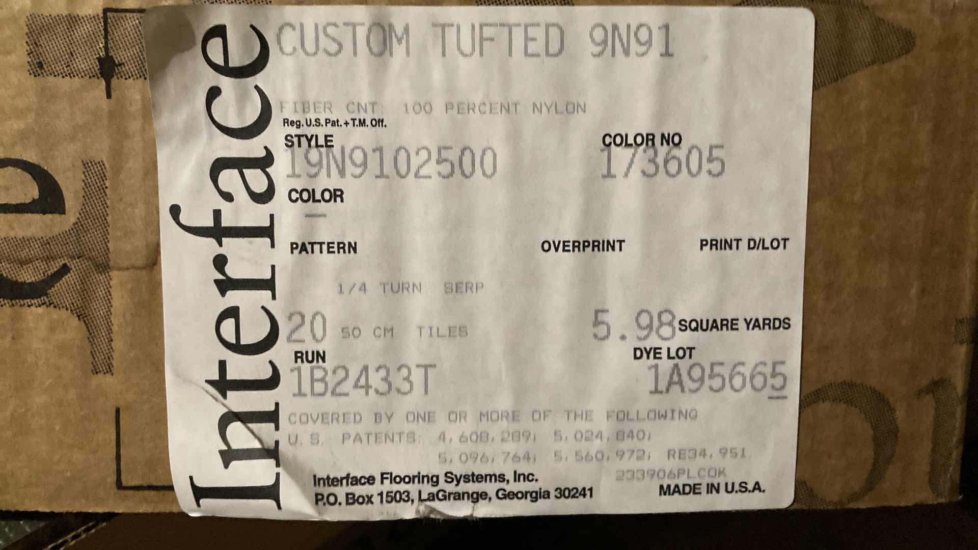 Photo 1 of INTERFACE CARPET TILES (APPROX 18) 19.75” X 19.75”