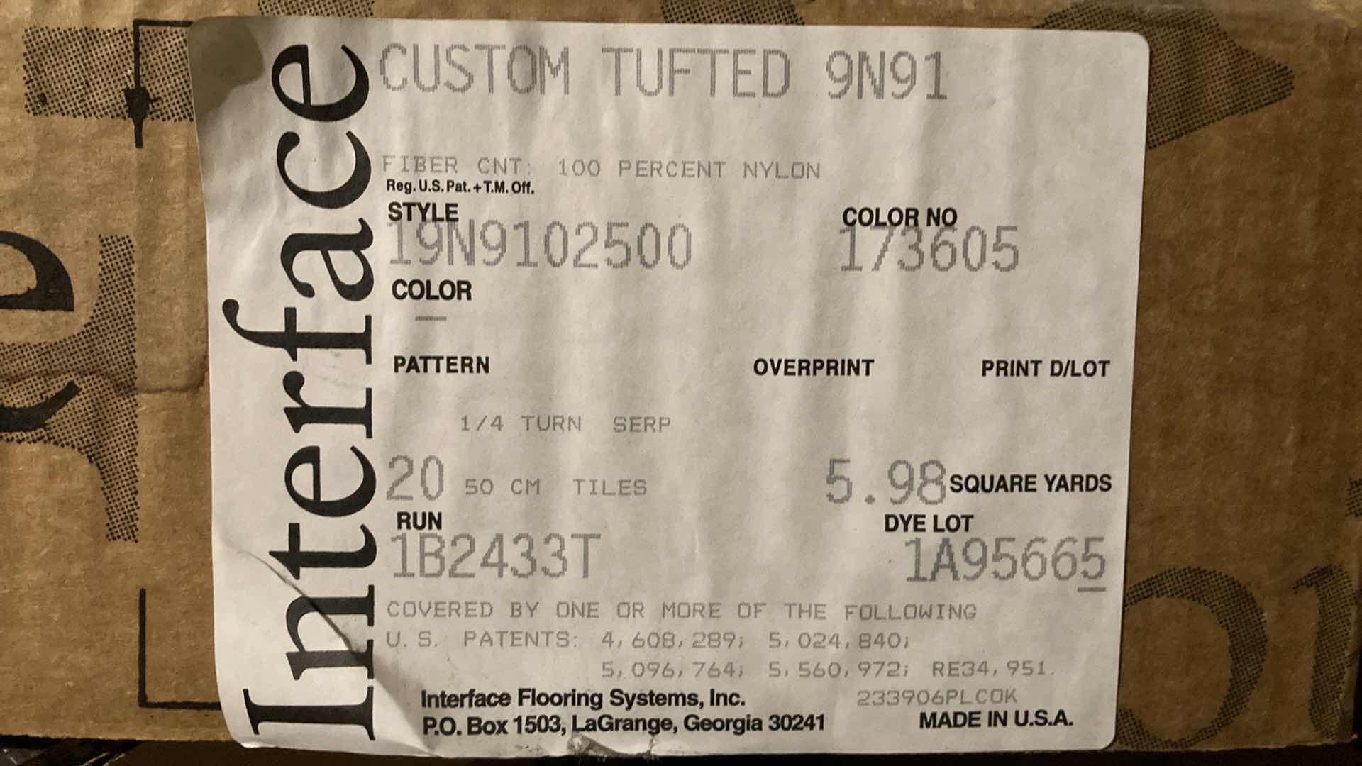 Photo 1 of INTERFACE CARPET TILES (APPROX 18) 19.75” X 19.75”