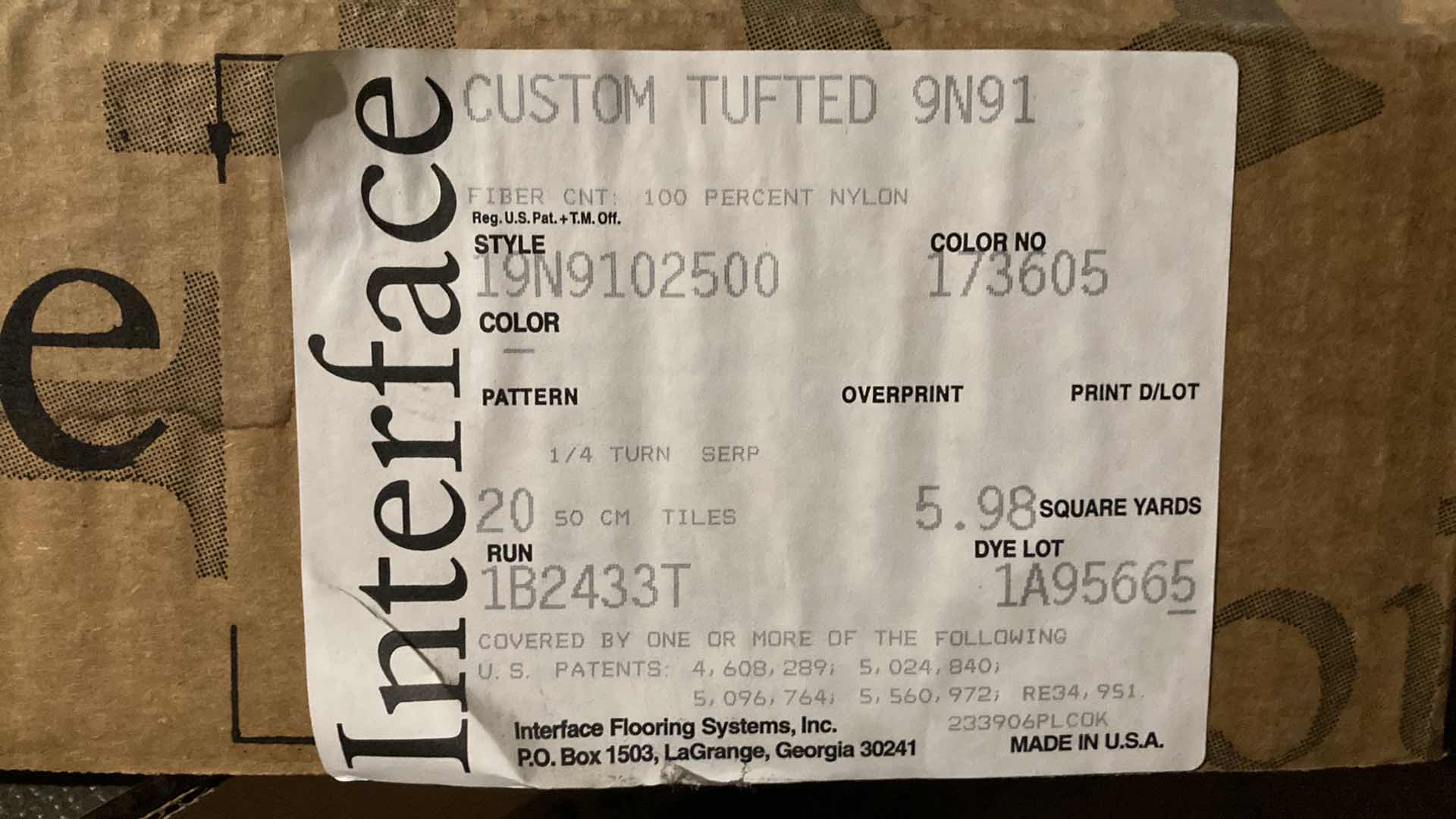 Photo 1 of INTERFACE CARPET TILES (APPROX 18) 19.75” X 19.75”