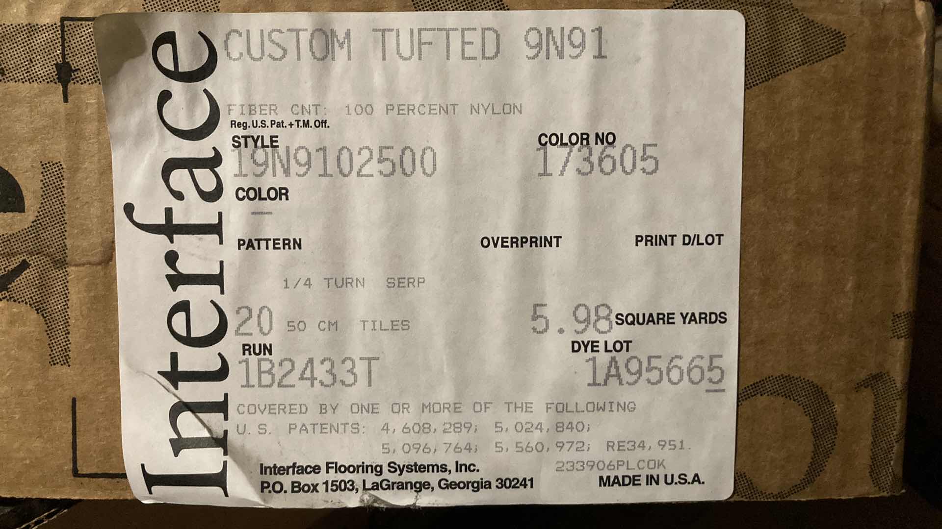 Photo 1 of INTERFACE CARPET TILES (APPROX 18) 19.75” X 19.75”