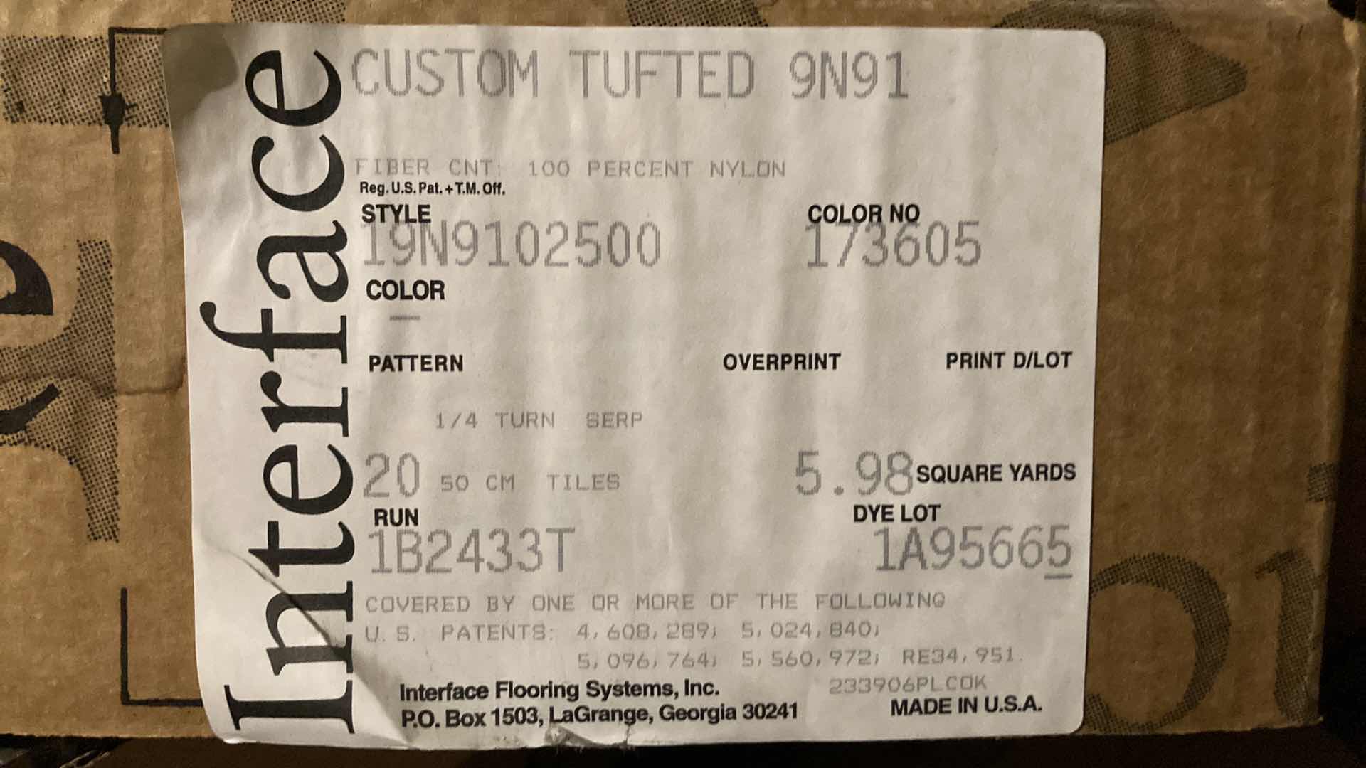 Photo 1 of INTERFACE CARPET TILES (APPROX 18) 19.75” X 19.75”