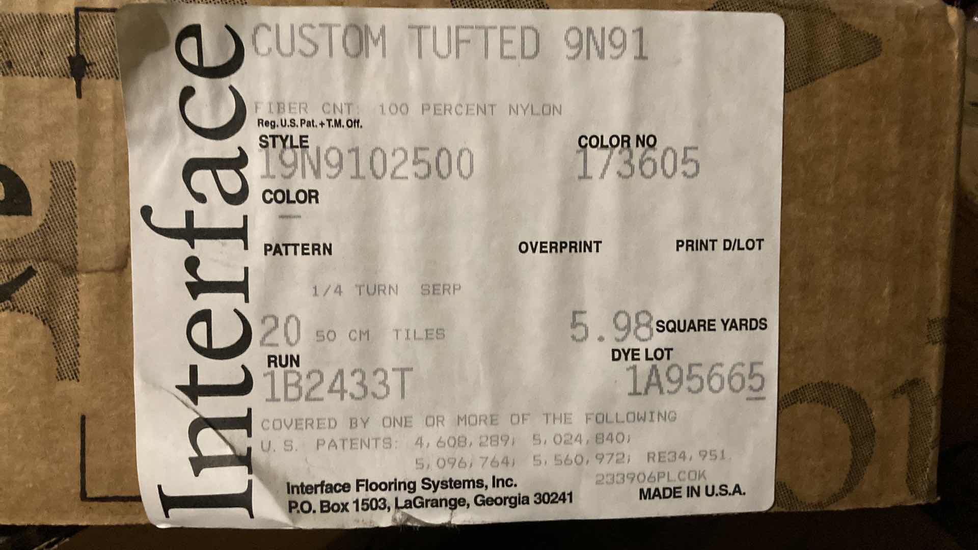 Photo 1 of INTERFACE CARPET TILES (APPROX 18) 19.75” X 19.75”