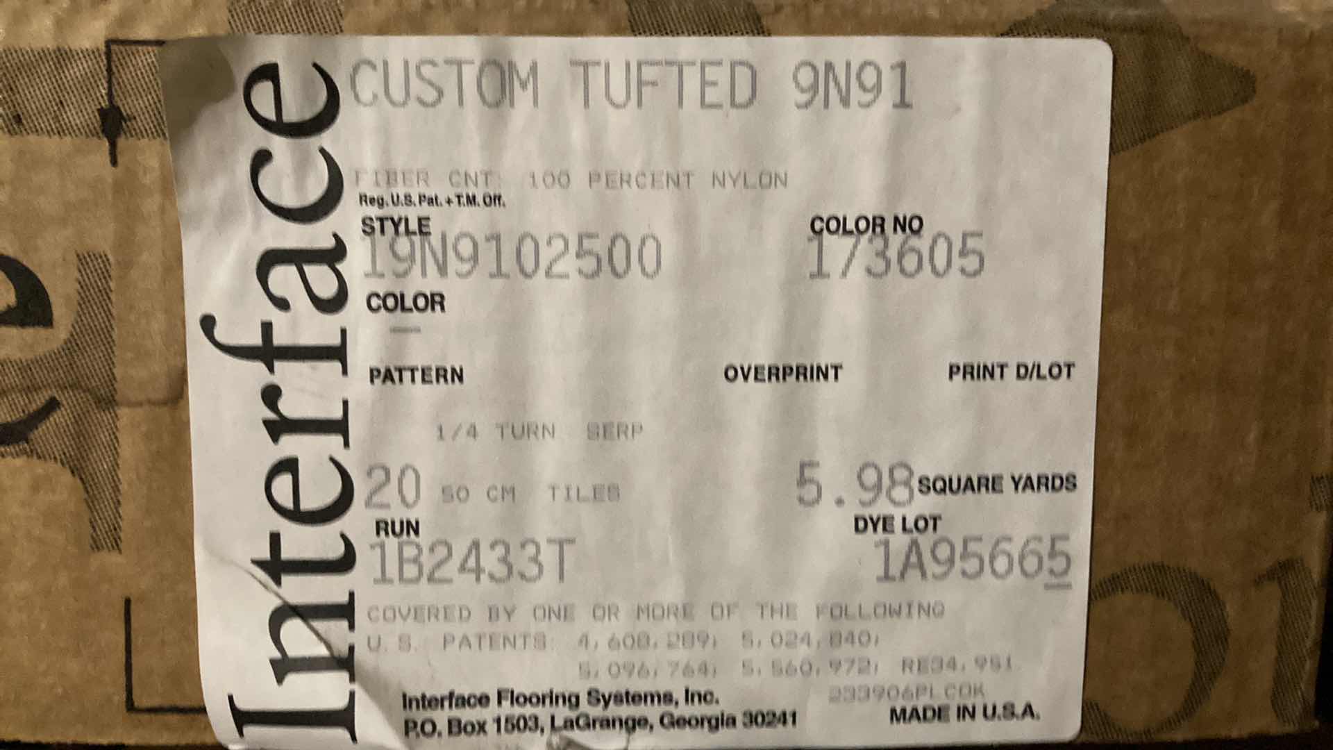 Photo 1 of INTERFACE CARPET TILES (APPROX 18) 19.75” X 19.75”