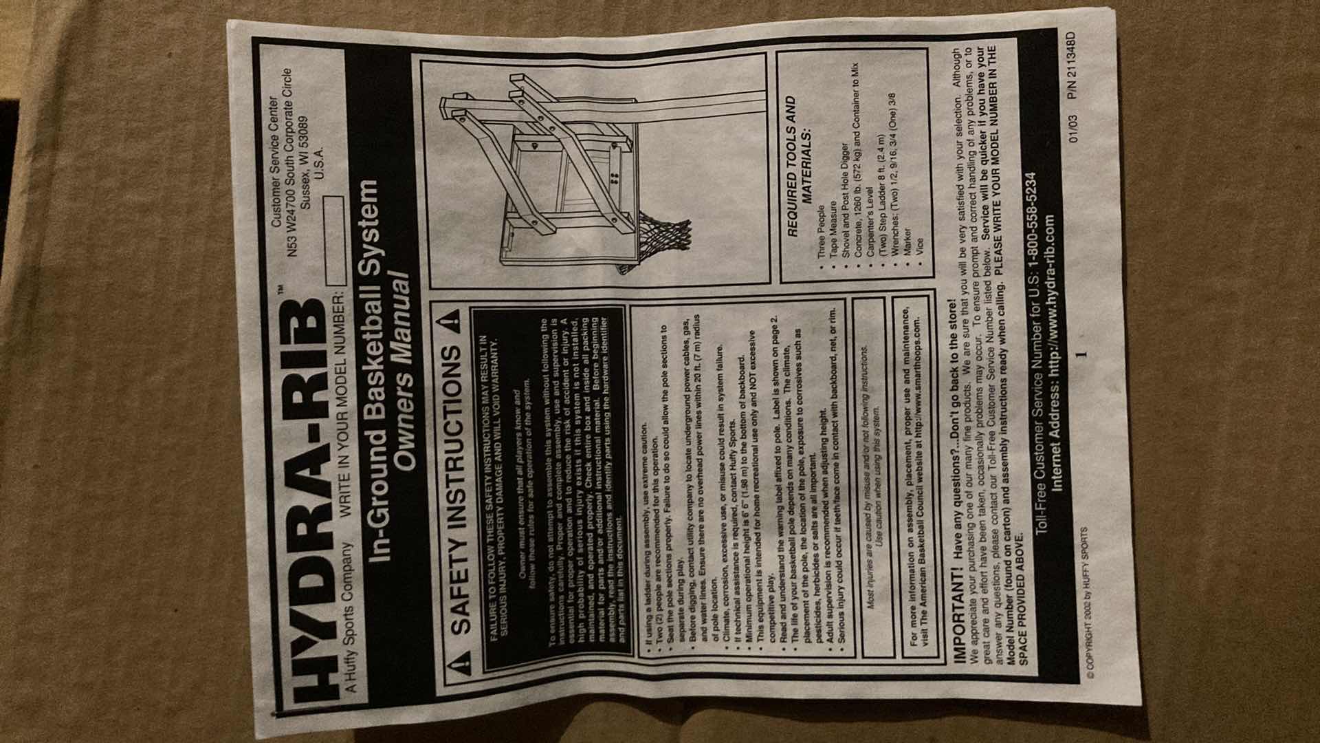 Photo 1 of NEW HYDRA RIB IN GROUND BASKETBALL SYSTEM (NO BACKBOARD/POLE)