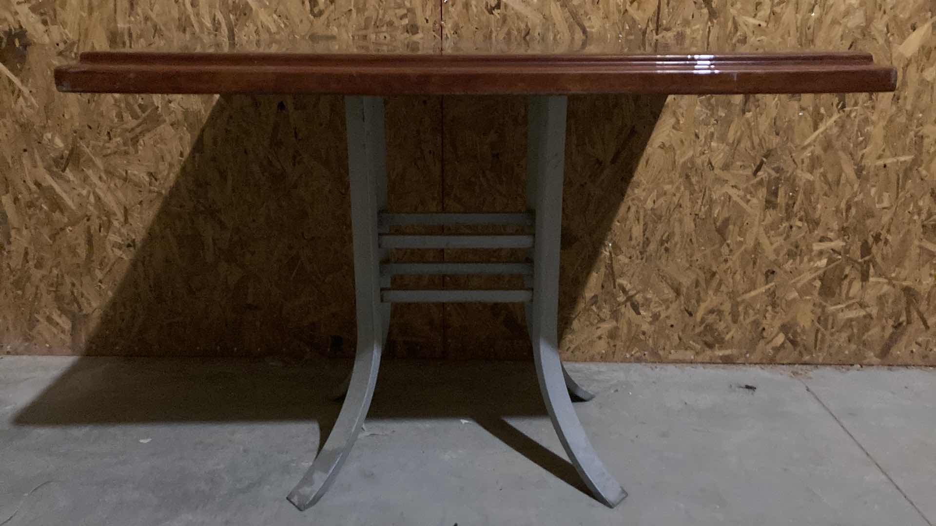 Photo 2 of DESIGN WORKS RESIN COATED TABLE TOP W SOLID STEEL BASE 38” X 30” H 30.5” (NO HARDWARE)