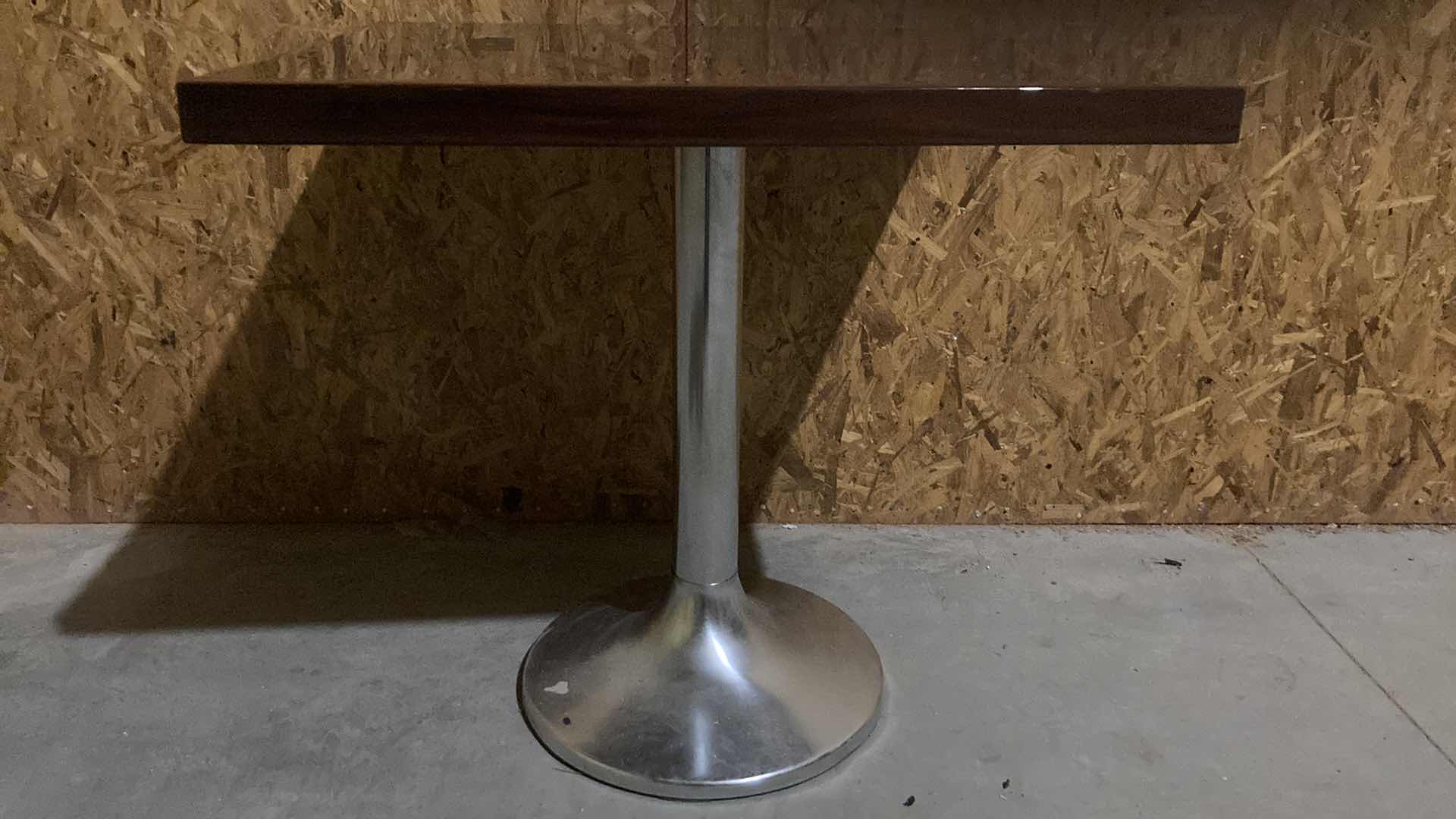 Photo 1 of DARK WOOD GRAIN VENEER DINING TABLE 30” X 27” H 29”